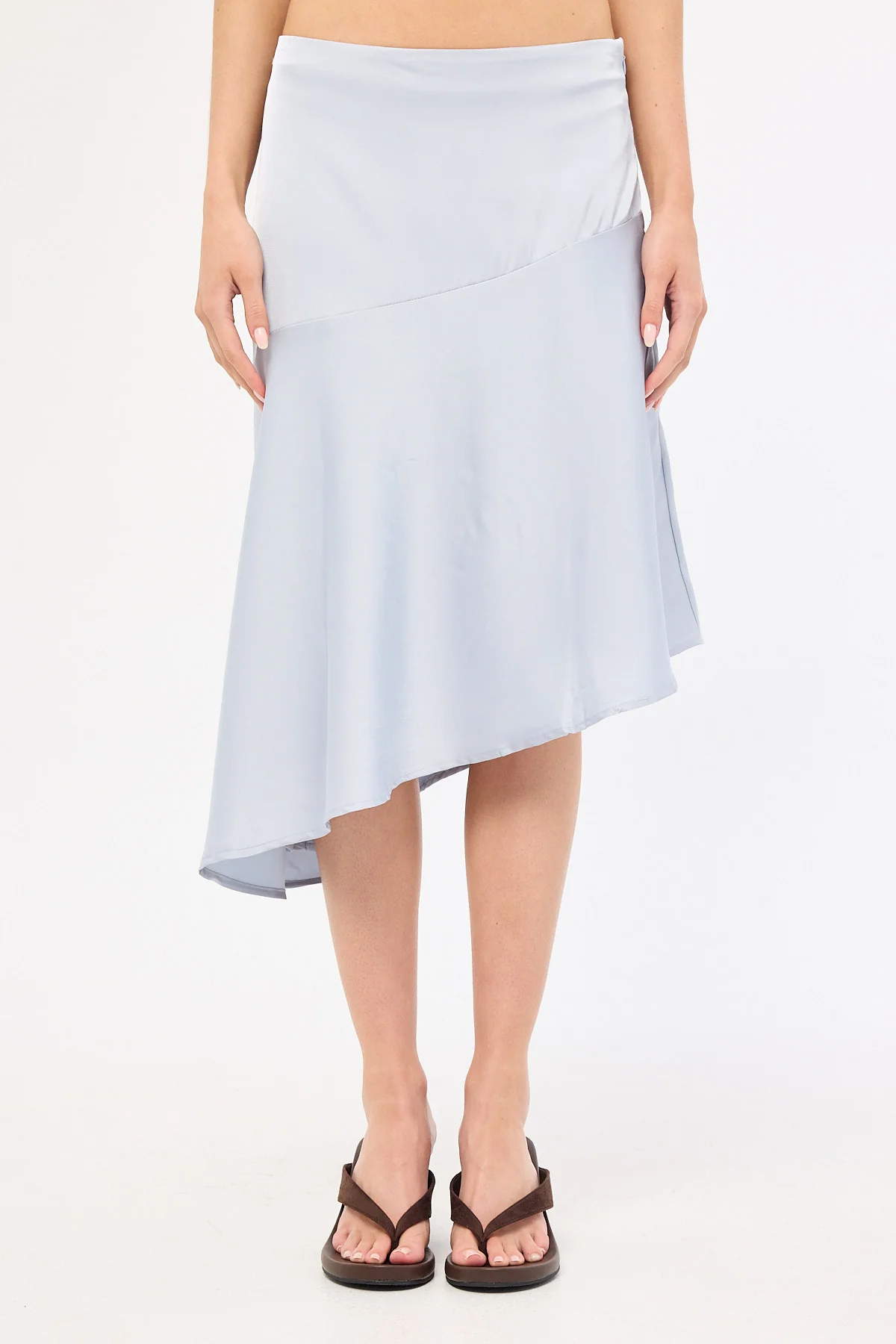 Perfect Stranger True Romance Satin Midi Skirt Ice Blue - Image 7