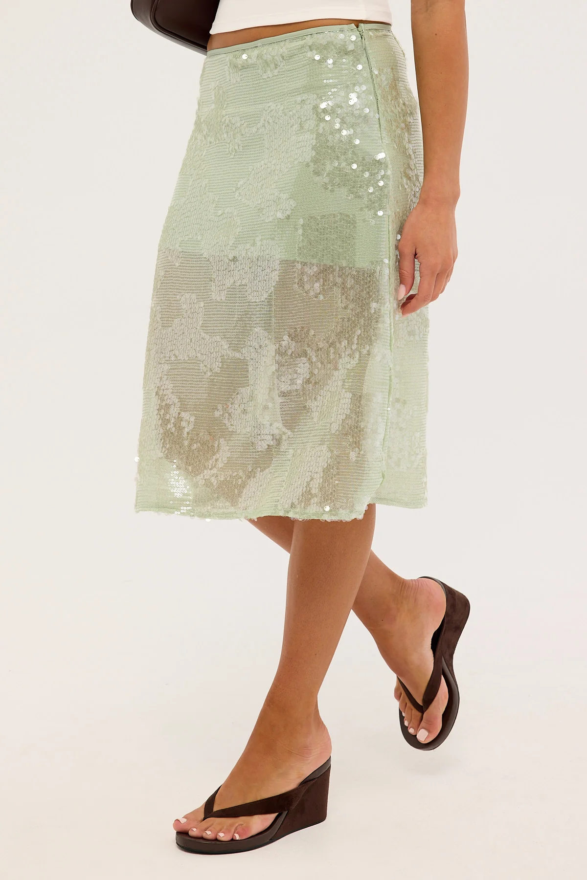 Perfect Stranger Zelie Sequin Midi Skirt Mint - Image 3