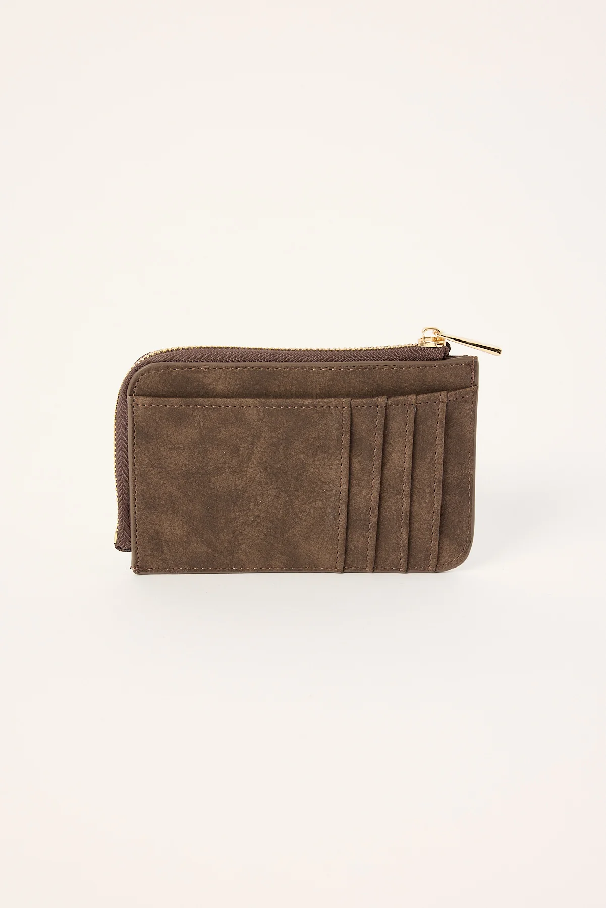 Peta + Jain Fitz Cardholder Chocolate Suede PU/Gold - Image 2