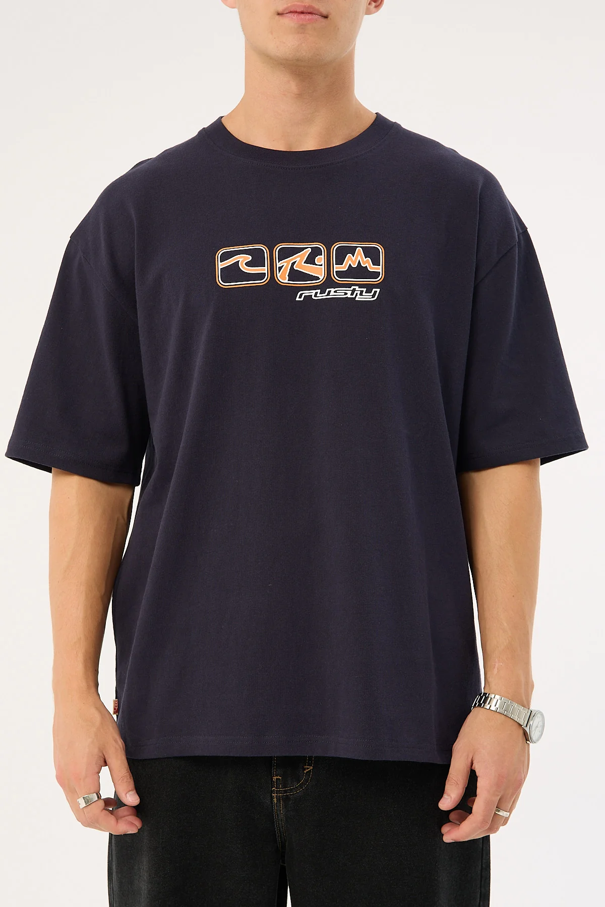 Rusty 3 Squared Heavy Tee Navy Blue - Image 7