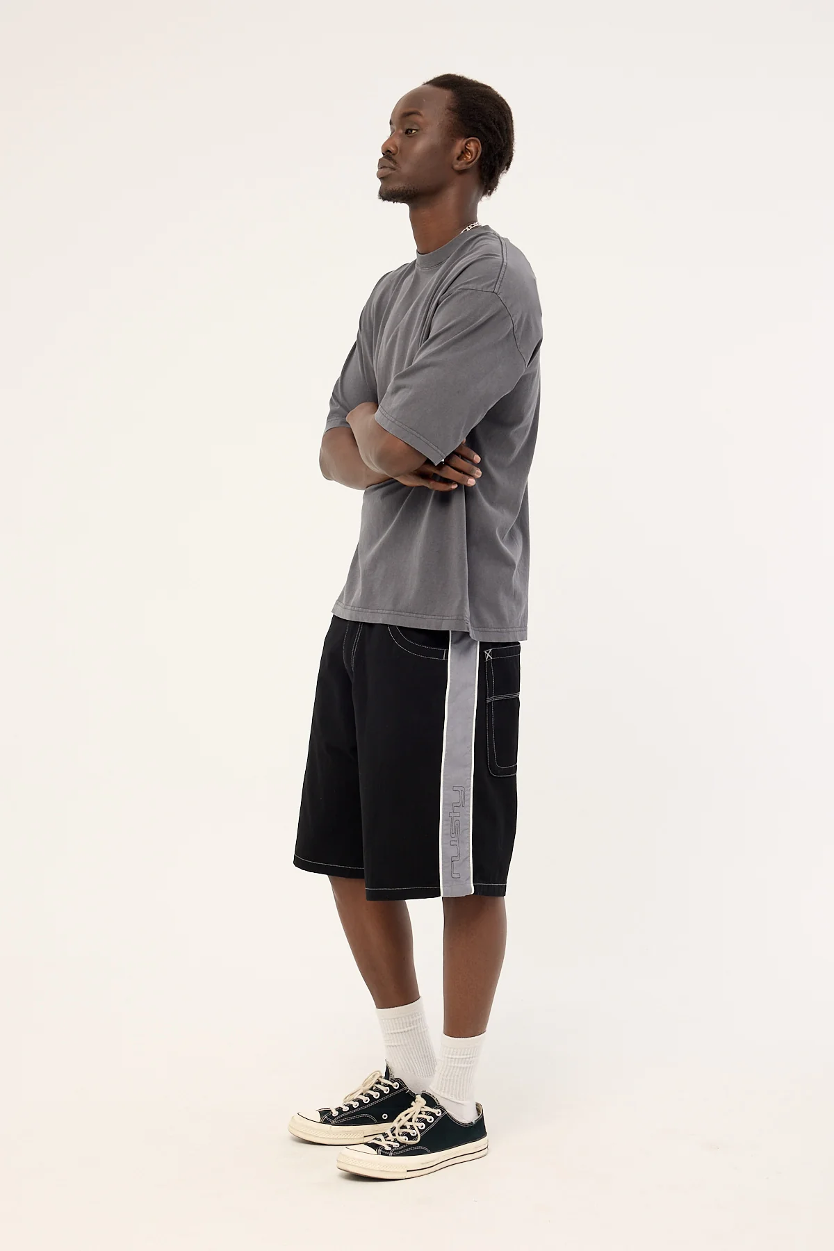 Rusty Flip Lines Baggy Short Black