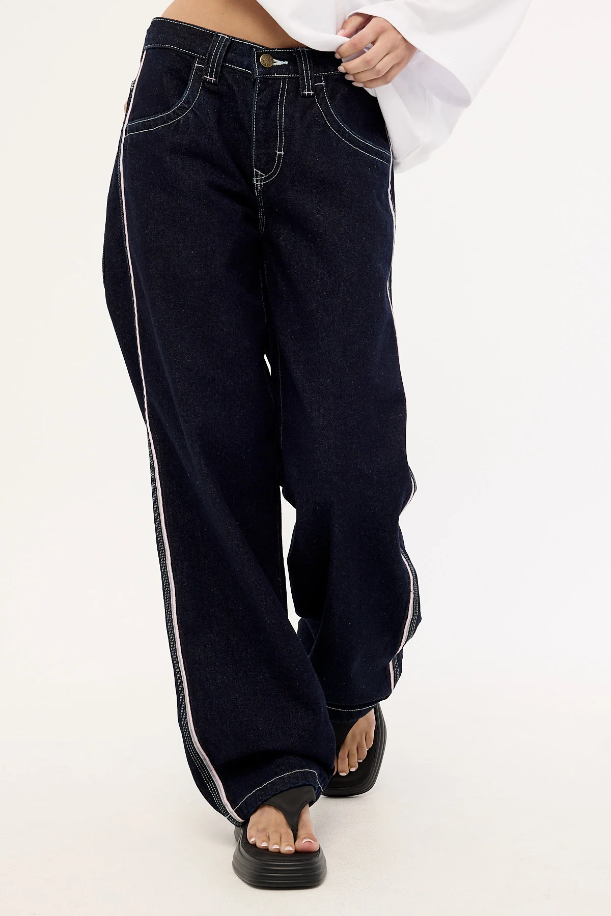 Rusty Flip Mommy Low Rise Wide Leg Jean Raw Dawg/pink - Image 2
