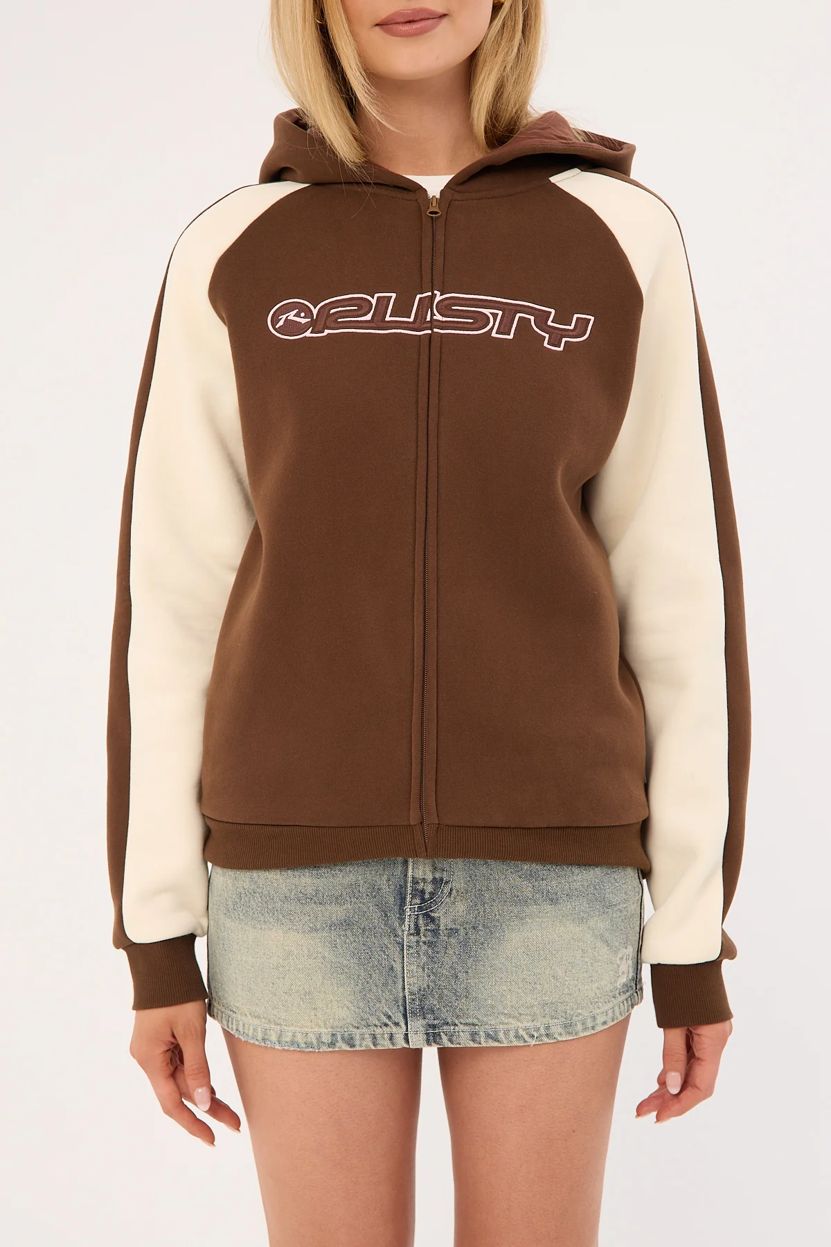 Rusty Greyson ZIp Through Oversized Hood Pinecone/Cream - Image 9