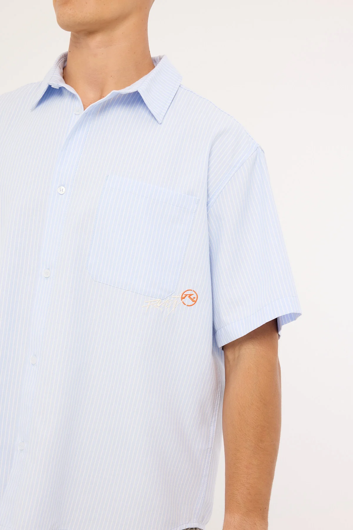 Rusty Hoodus Pinstripe Shirt Sky Blue - Image 7