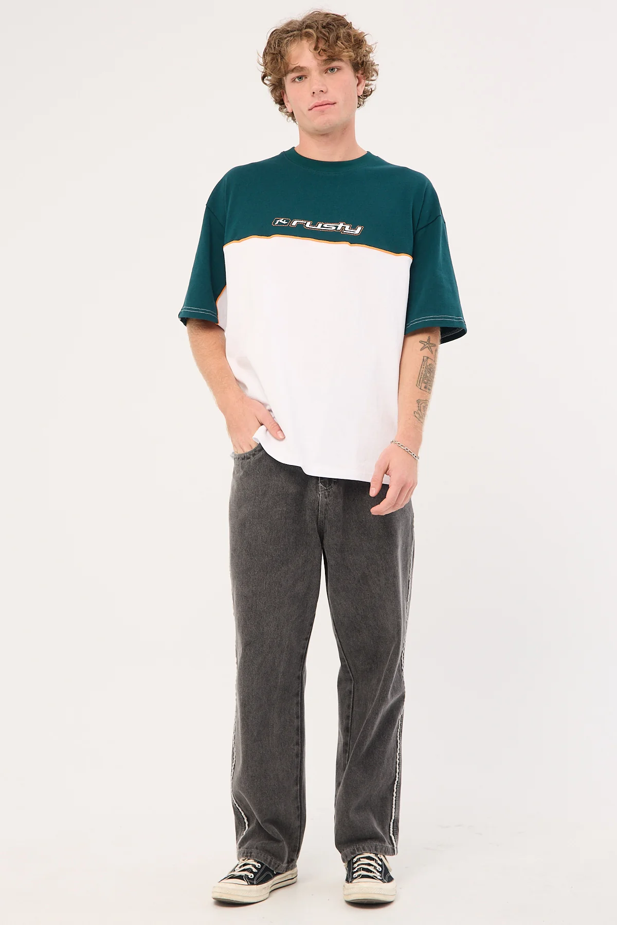 Rusty Infinity 3.0 Heavy Tee White/Deep Teal - Image 2
