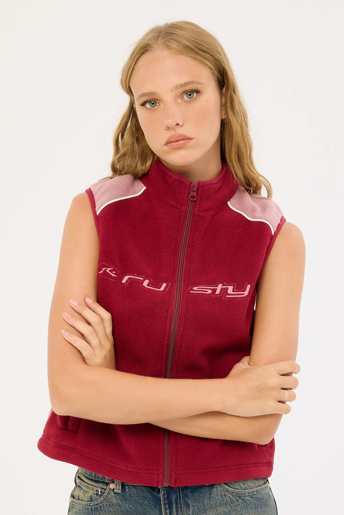 Rusty Mr Cool Polar Fleece Vest Cranberry - Image 3