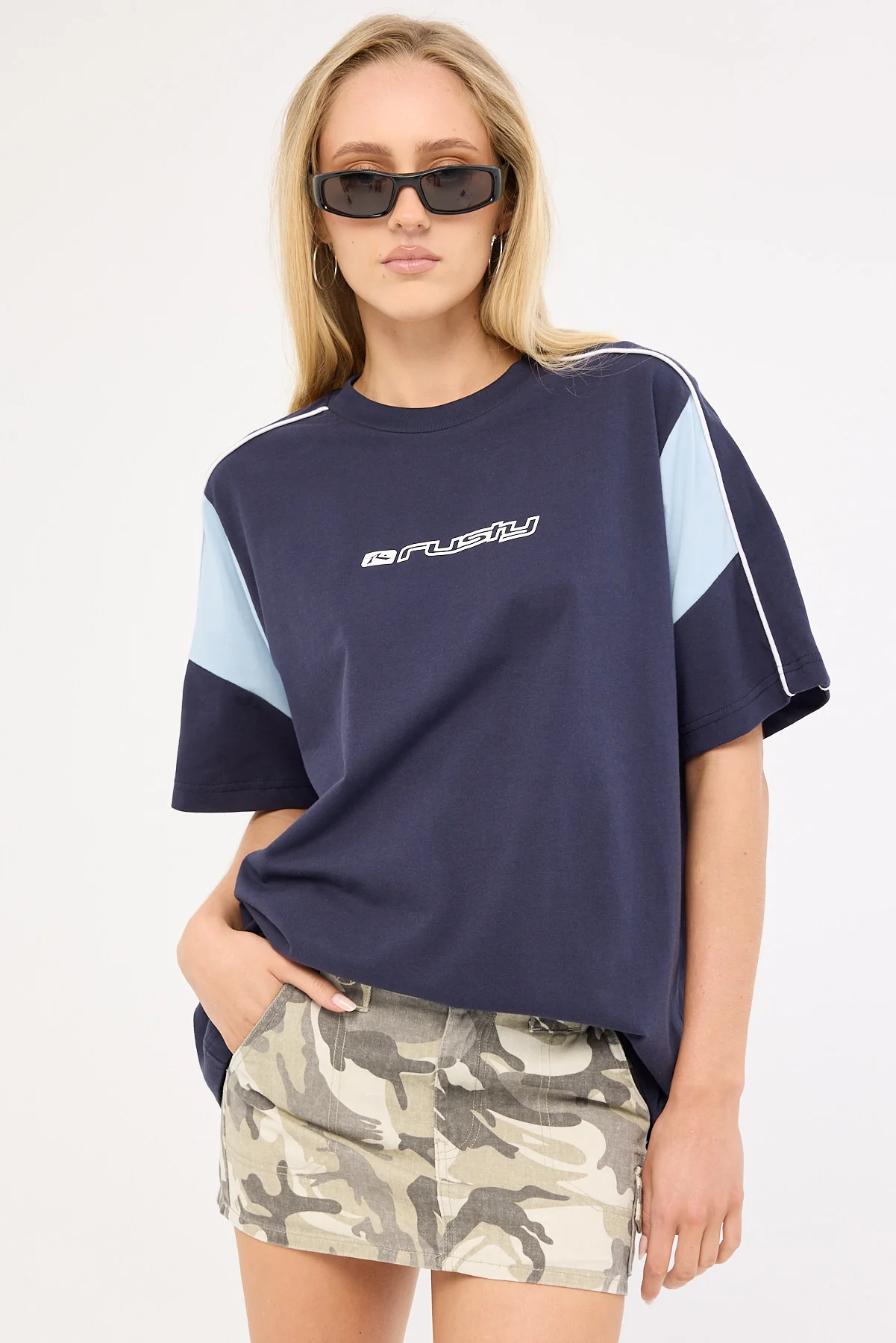 Rusty New Break 220 Oversize Tee Navy Blue - Image 3