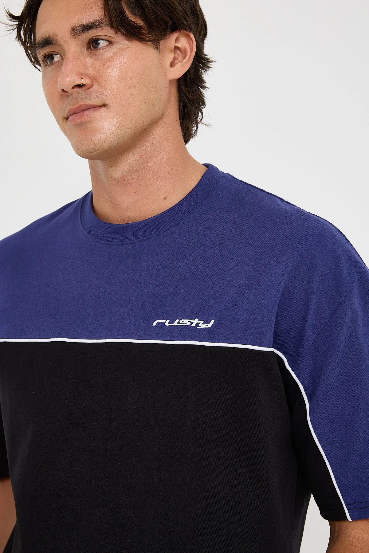 Rusty Oblivion 2.0 Heavy Short Sleeve Tee Black/Atlantic Blue - Image 4