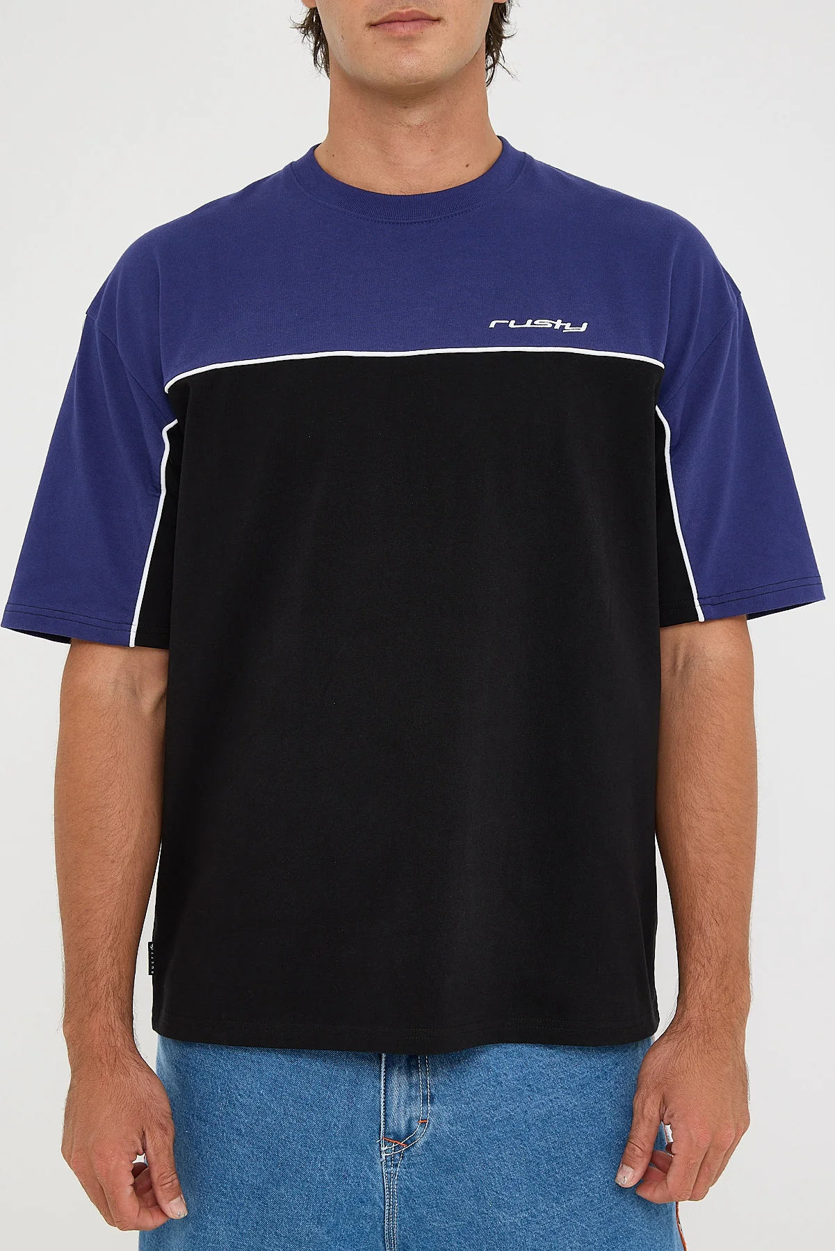 Rusty Oblivion 2.0 Heavy Short Sleeve Tee Black/Atlantic Blue - Image 7