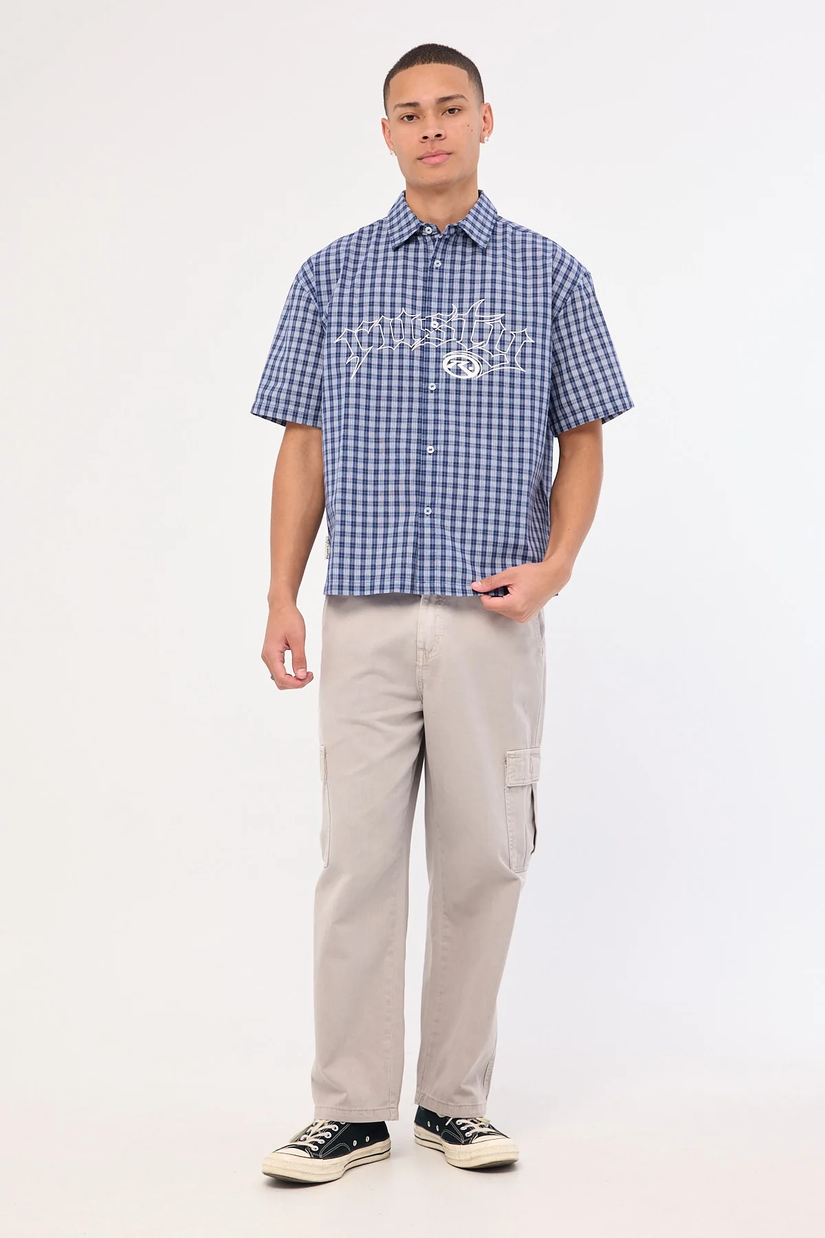 Rusty Plaid 182 Short Sleeve Shirt Dark Blue - Image 2