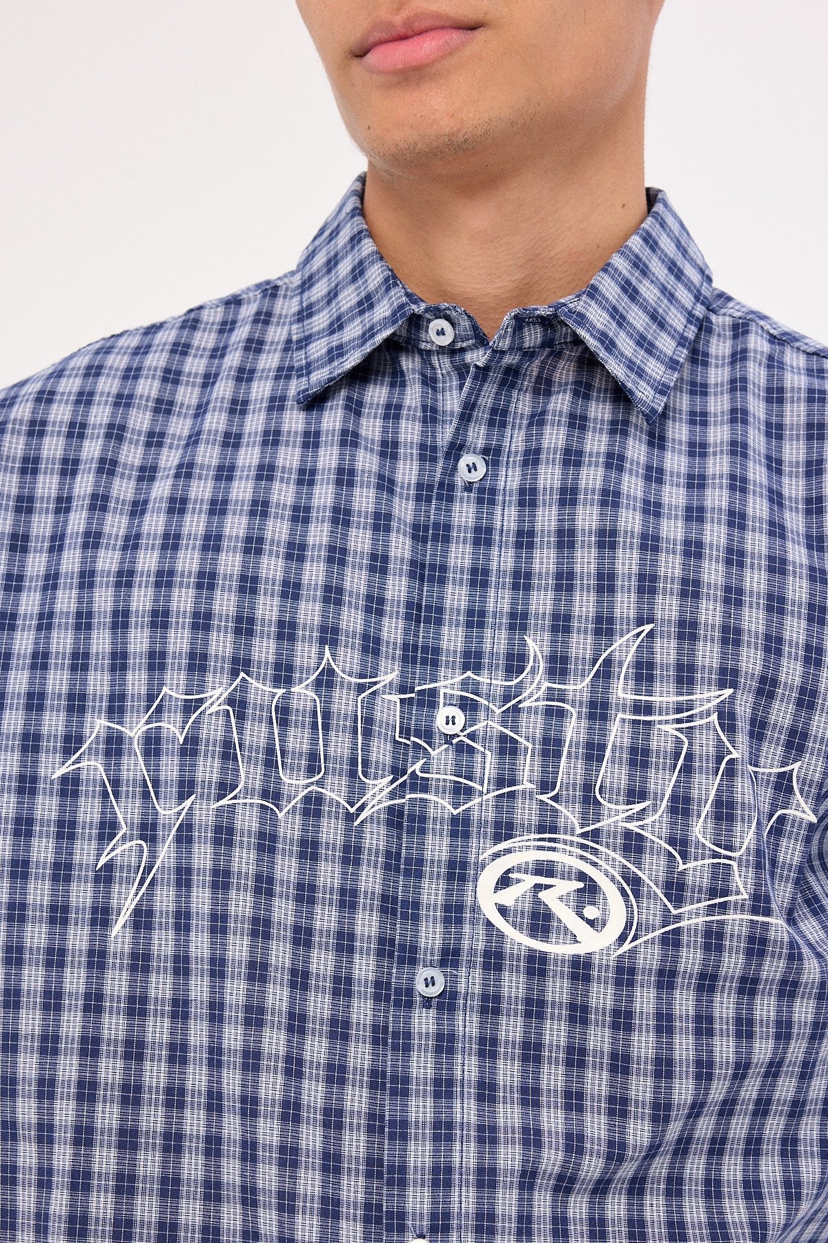 Rusty Plaid 182 Short Sleeve Shirt Dark Blue - Image 4
