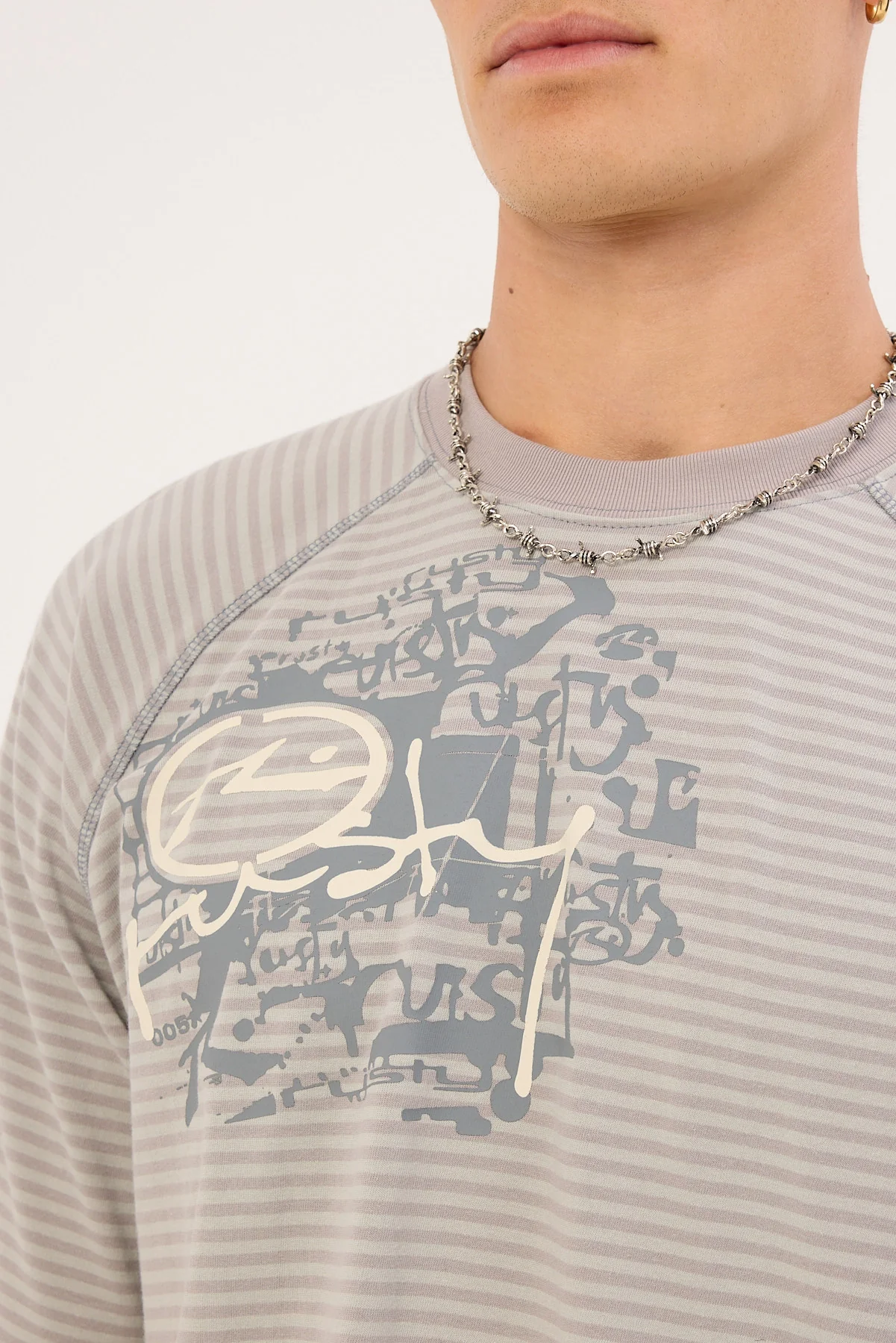 Rusty Riddle Me This Stripe Cropped Raglan Tee Stone Grey - Image 3