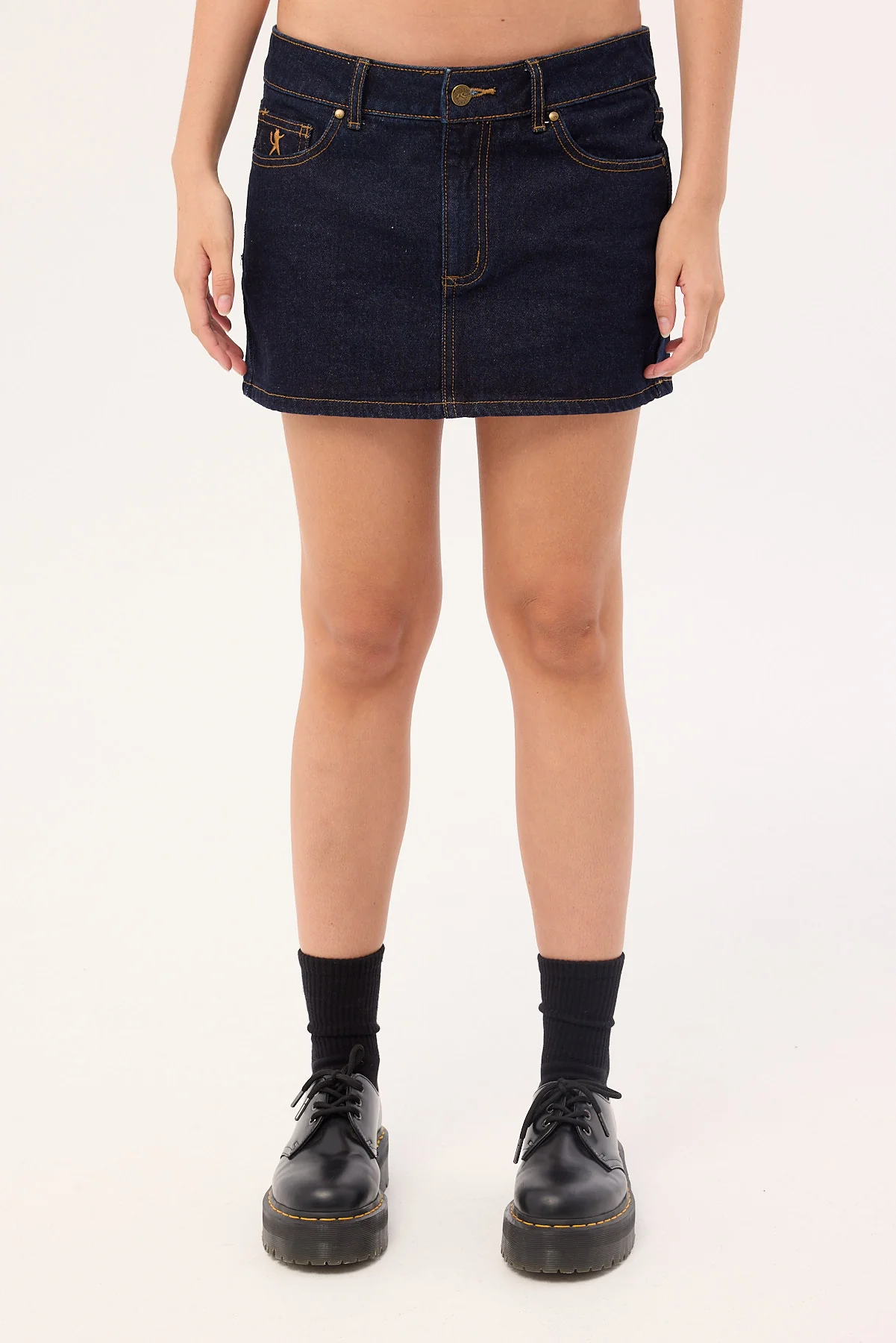 Rusty Risque Low Rise Denim Micro Skirt Raw Dawg - Image 7