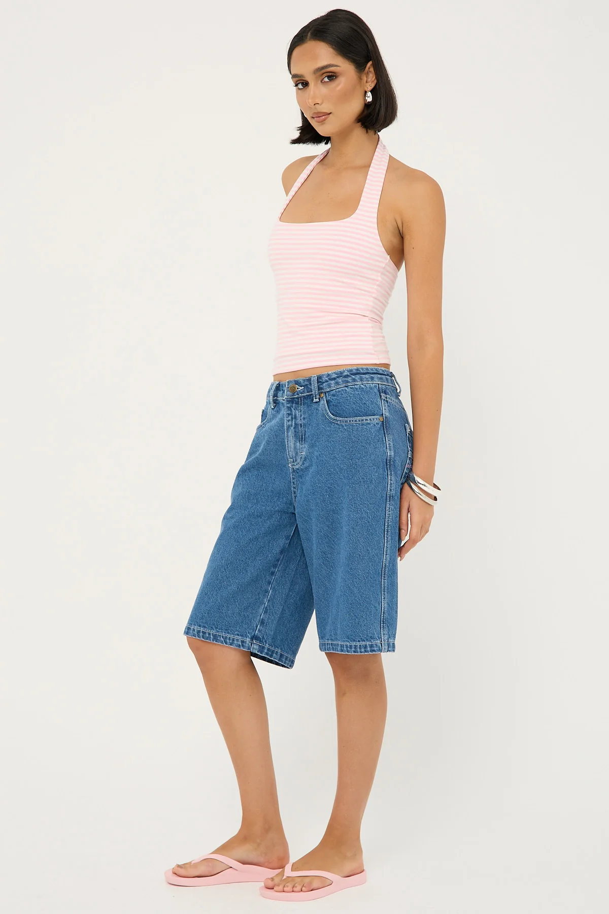 Rusty Rock Hot Low Rise Denim Shorts Middy Blue - Image 3