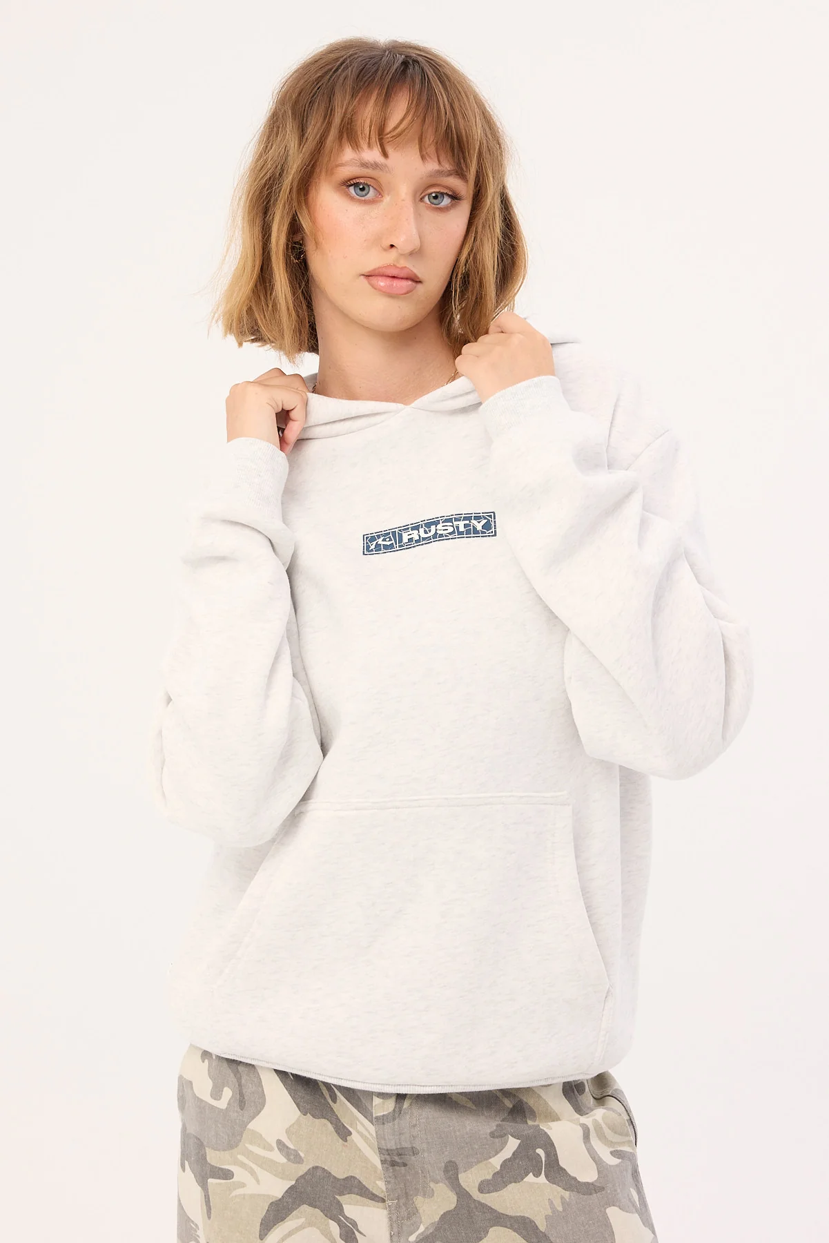 Rusty The Essentials Oversized Hooded Fleece Ecru Marle - Image 2