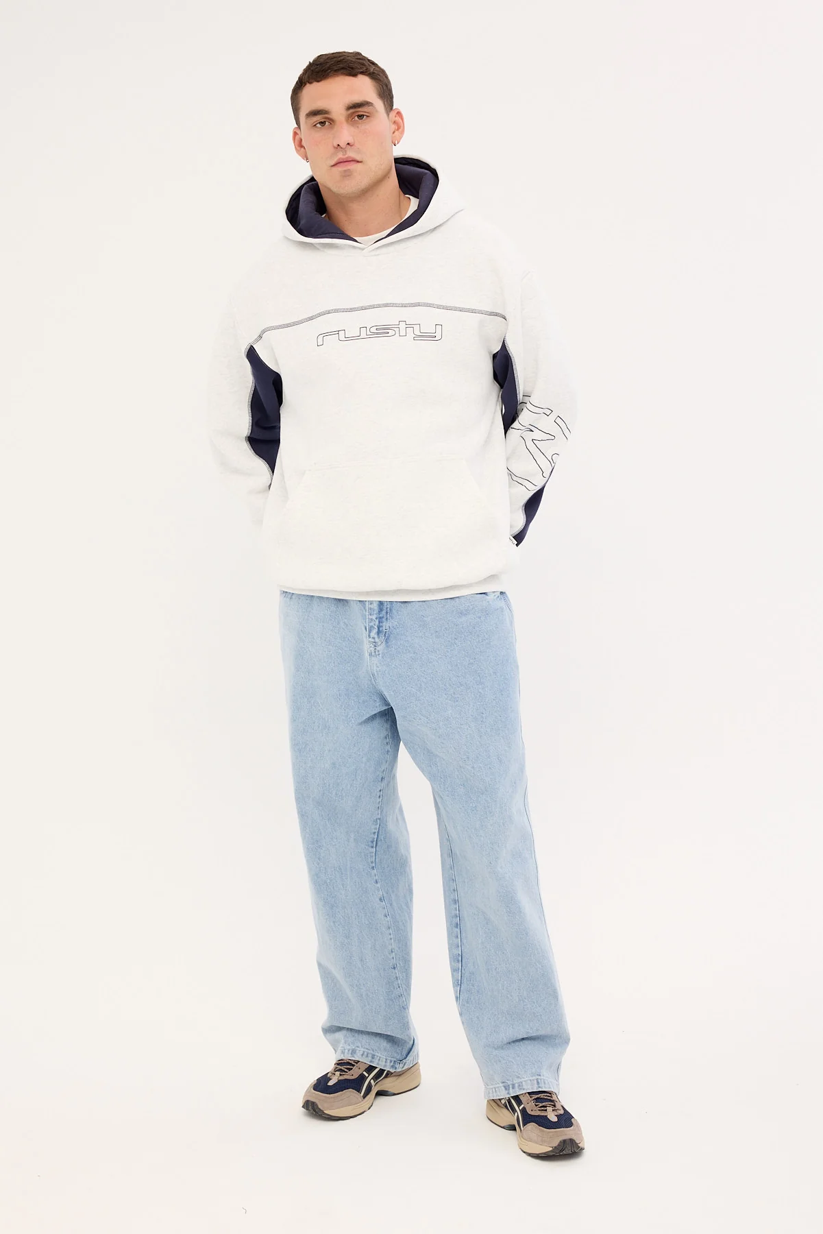 Rusty Titan Hooded Fleece Ecru Marle - Image 2