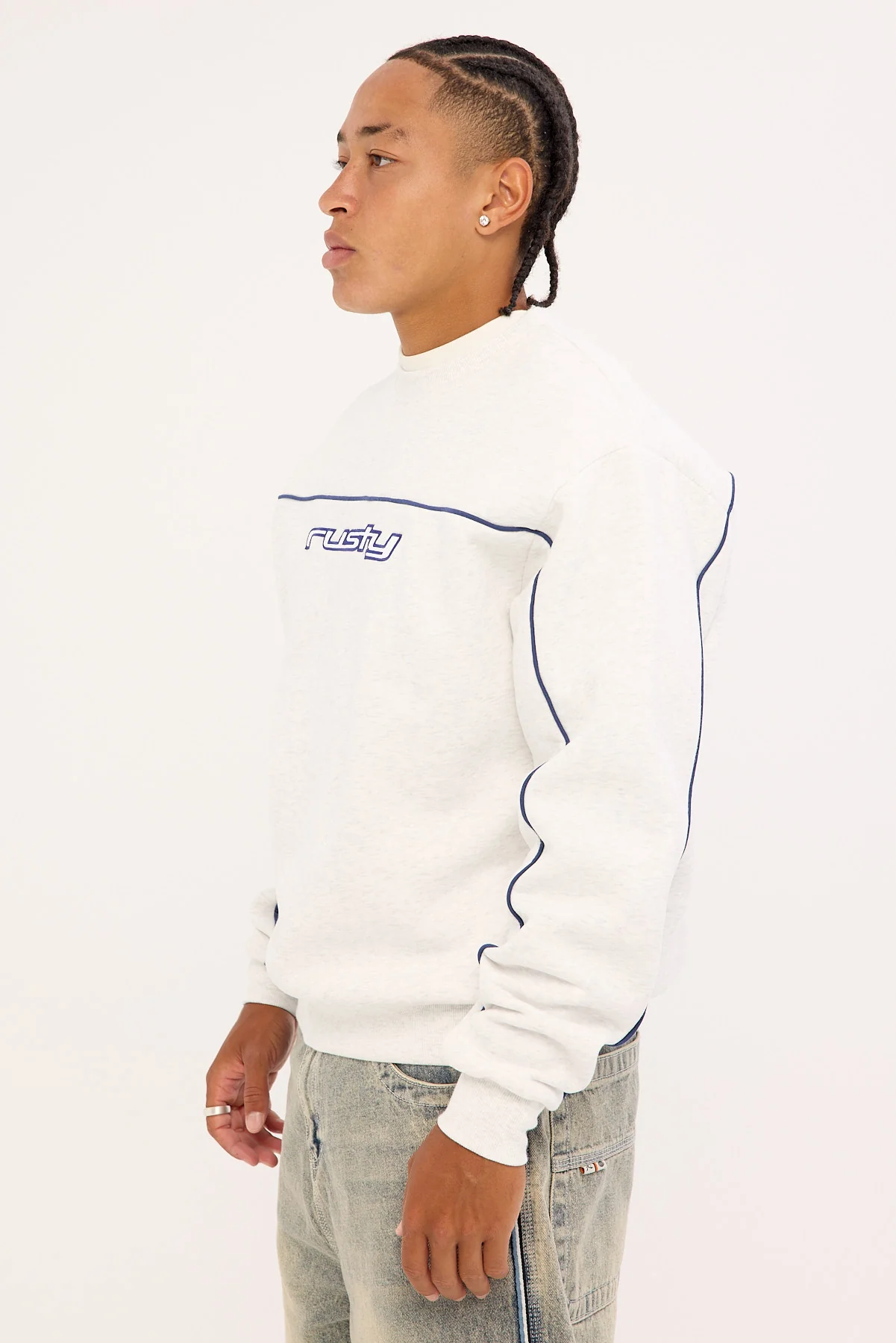 Rusty Trigger Crew Fleece Ecru Marle - Image 4