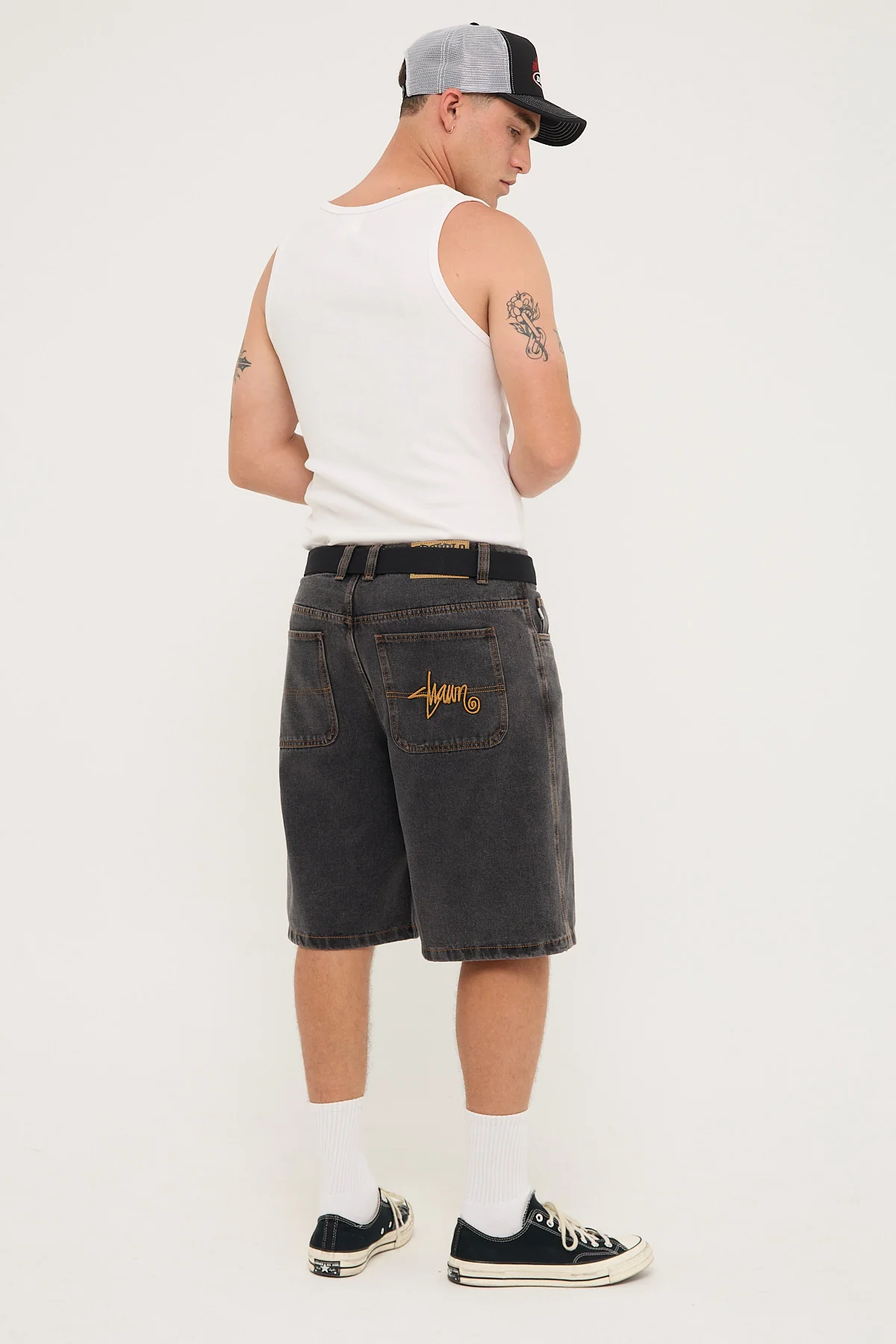Sdouble EMB Denim Standard Short Blue Denim - Image 5