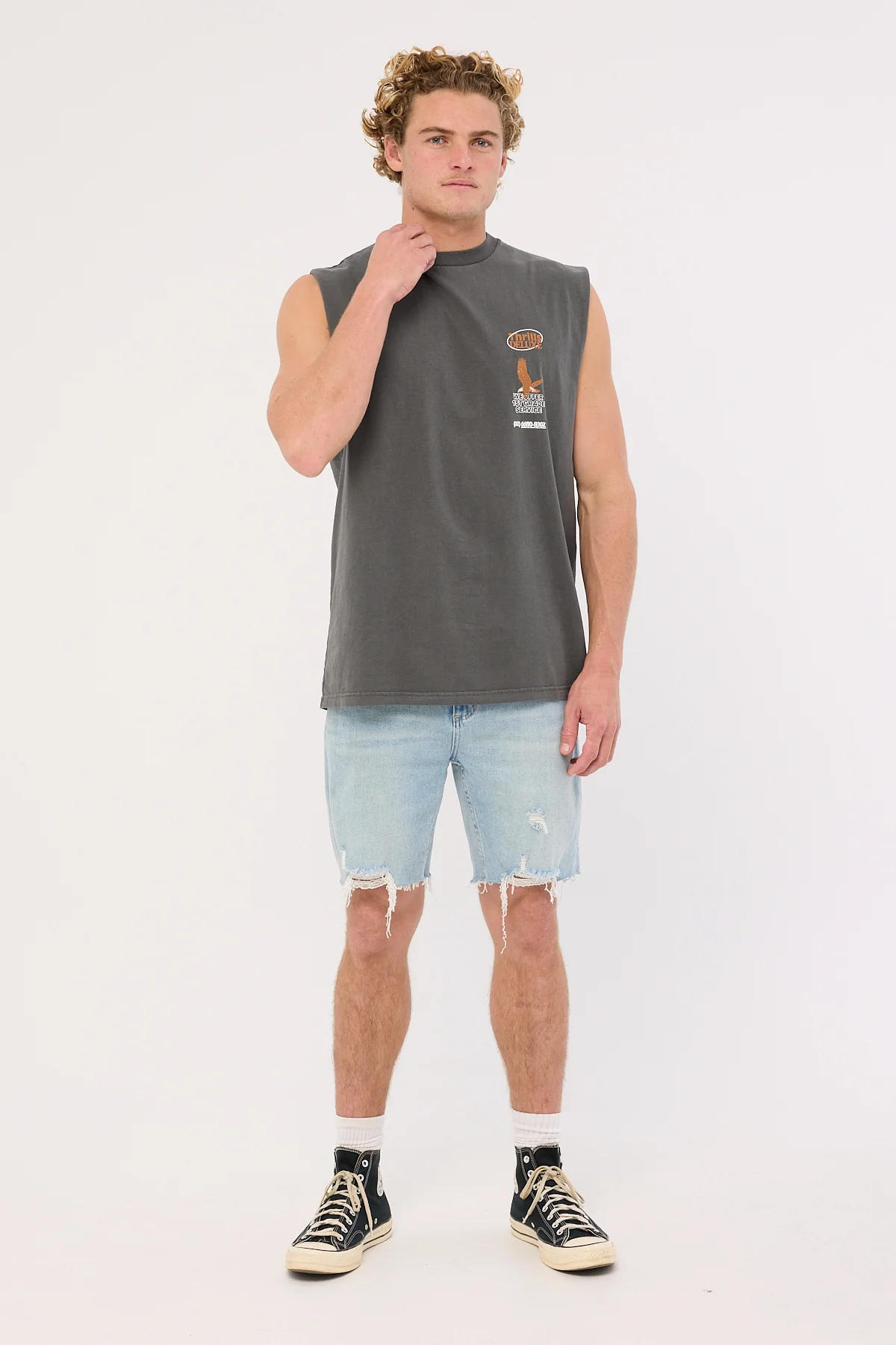 Thrills 1st Grade Service Merch Fit Muscle Tee Merch Black - Image 3