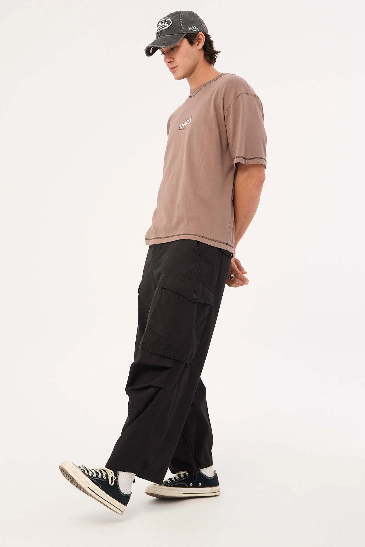 Thrills Big Loose Slacker Cargo Pant Black - Image 5