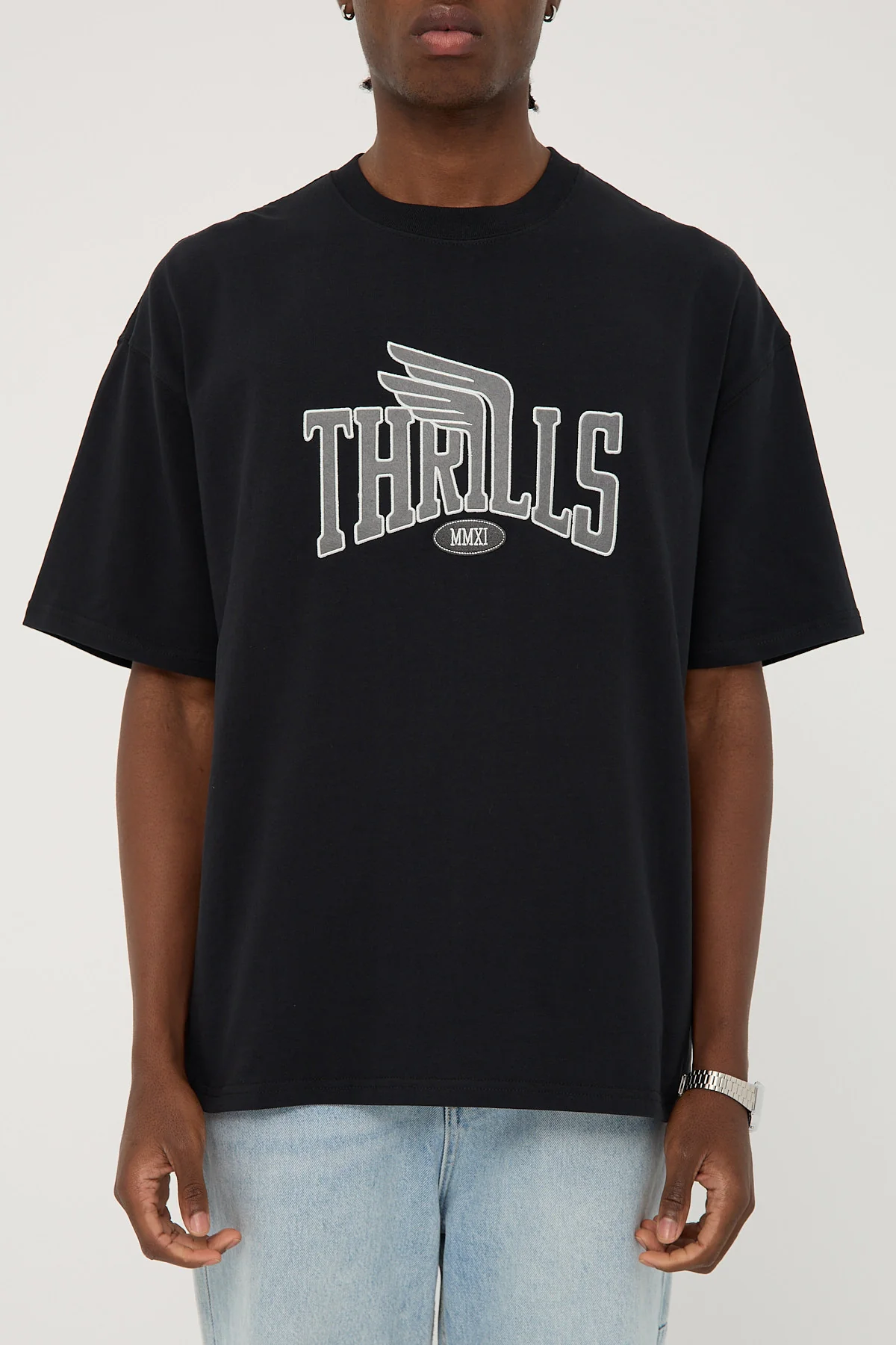 Thrills Born To Fly Box Fit Oversize Tee Washed Black - Image 6
