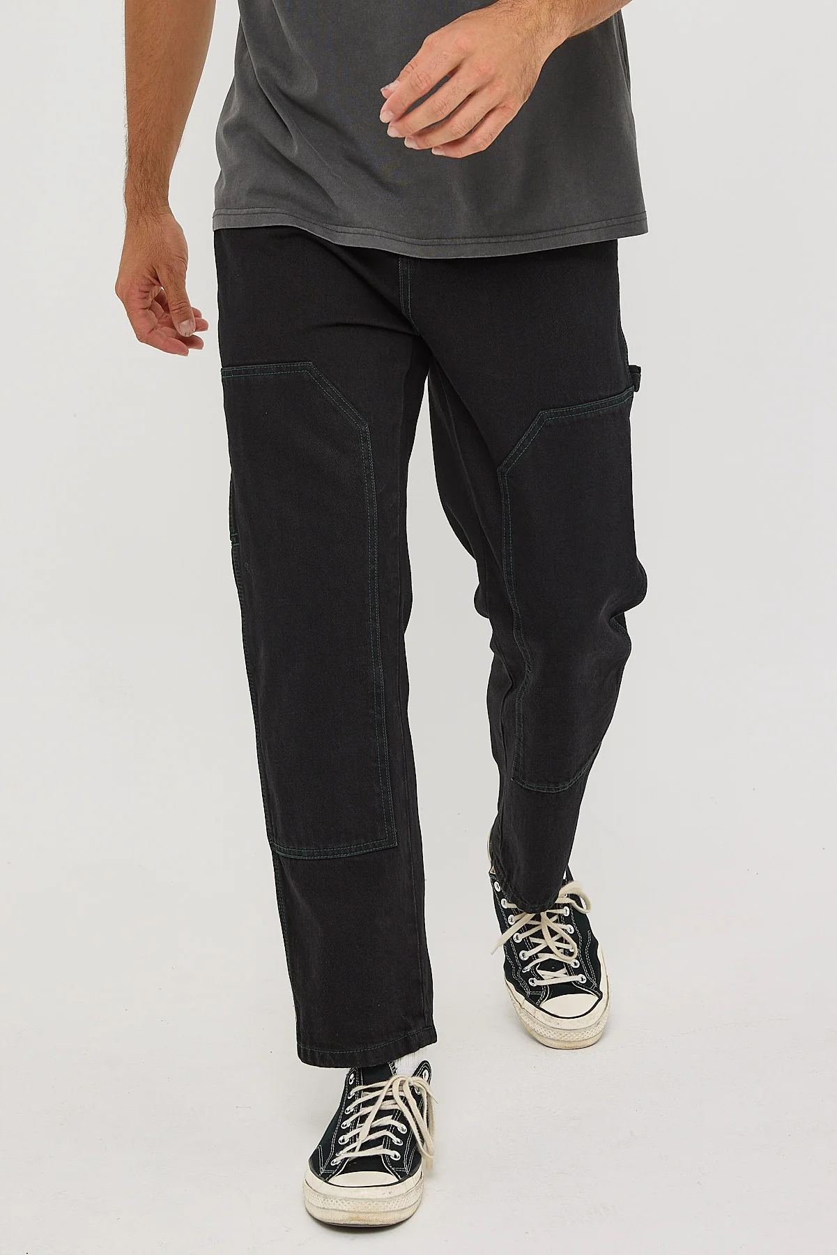 Thrills Carpenter Double Knee Pant Black Rinse - Image 2