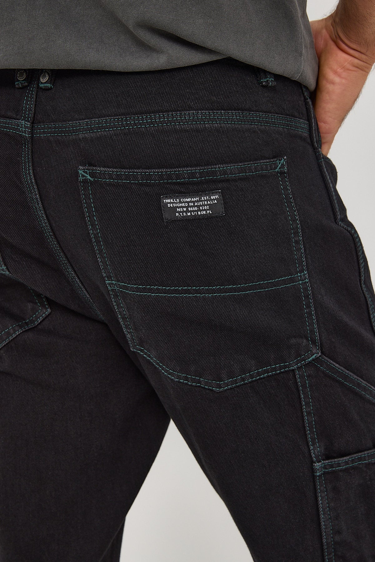 Thrills Carpenter Double Knee Pant Black Rinse - Image 7