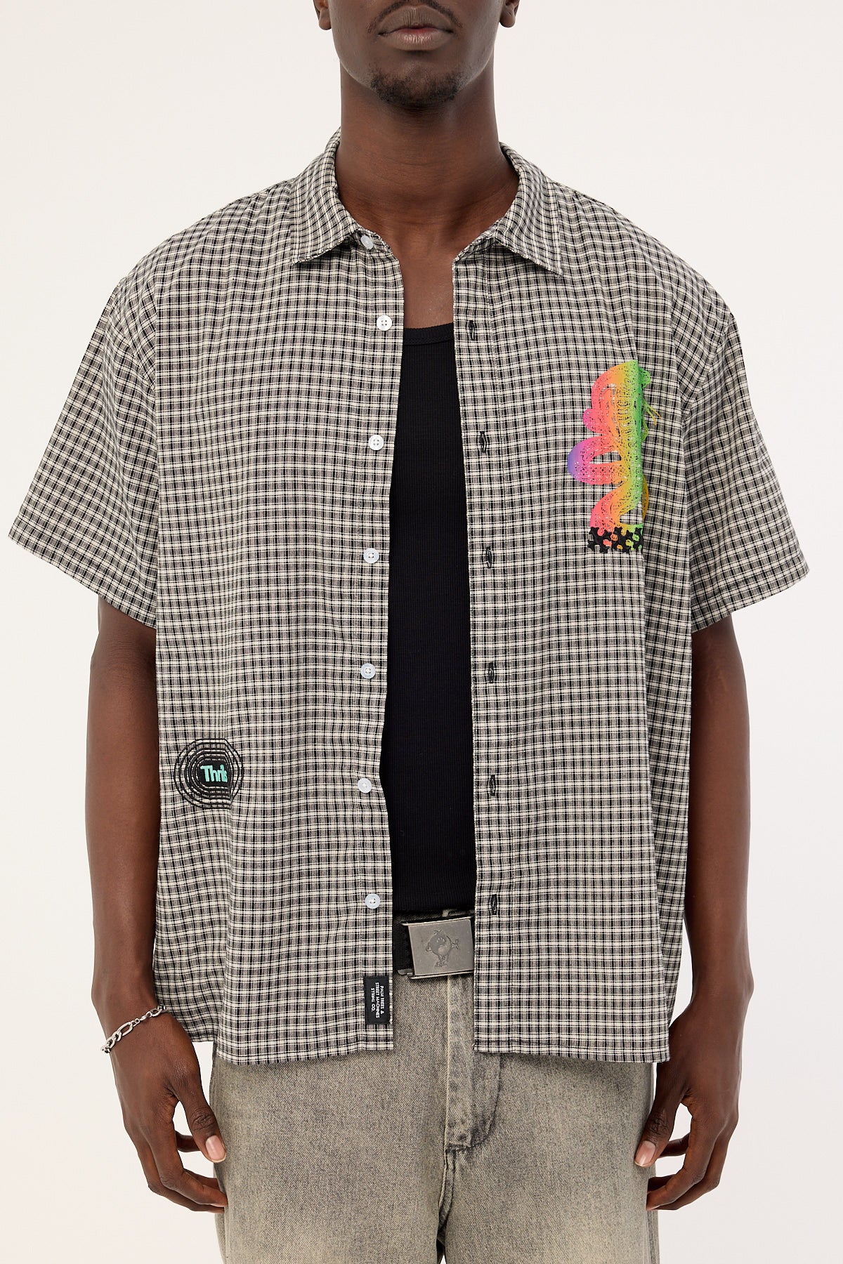 Thrills It's In The Cards Short Sleeve Cropped Shirt Black - Image 7