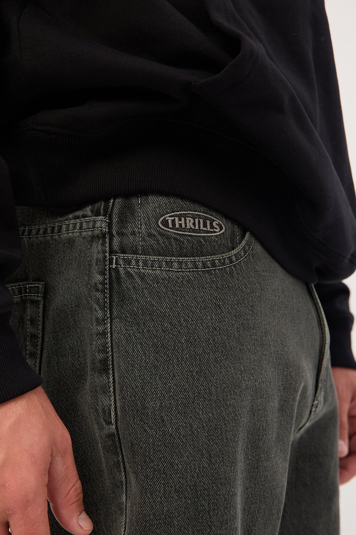 Thrills Nightshade Mid Slacker Denim Short Seaglass Black Overdye - Image 8