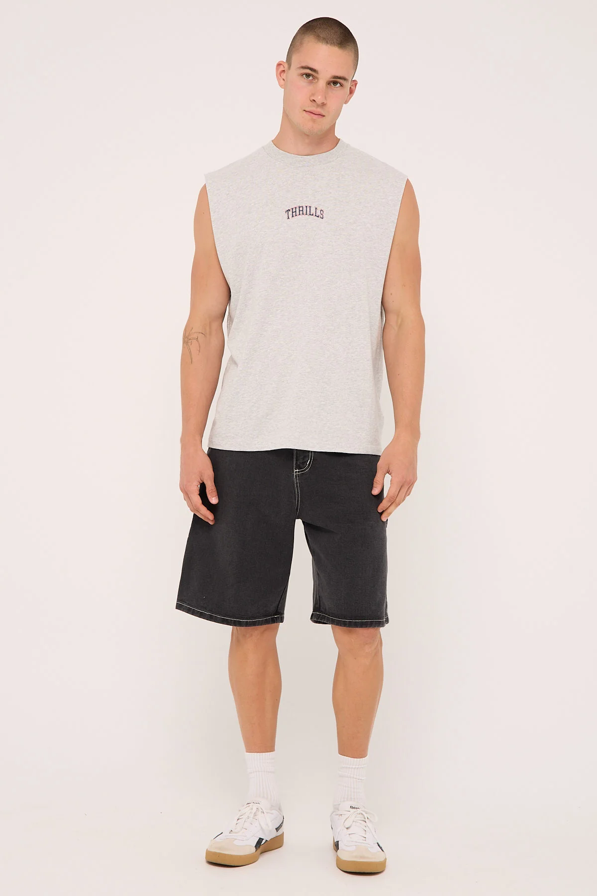 Thrills Roosevelt Merch Fit Muscle Tee Snow Marle - Image 2