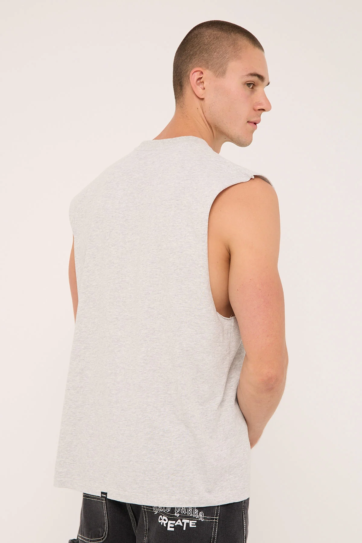 Thrills Roosevelt Merch Fit Muscle Tee Snow Marle - Image 4