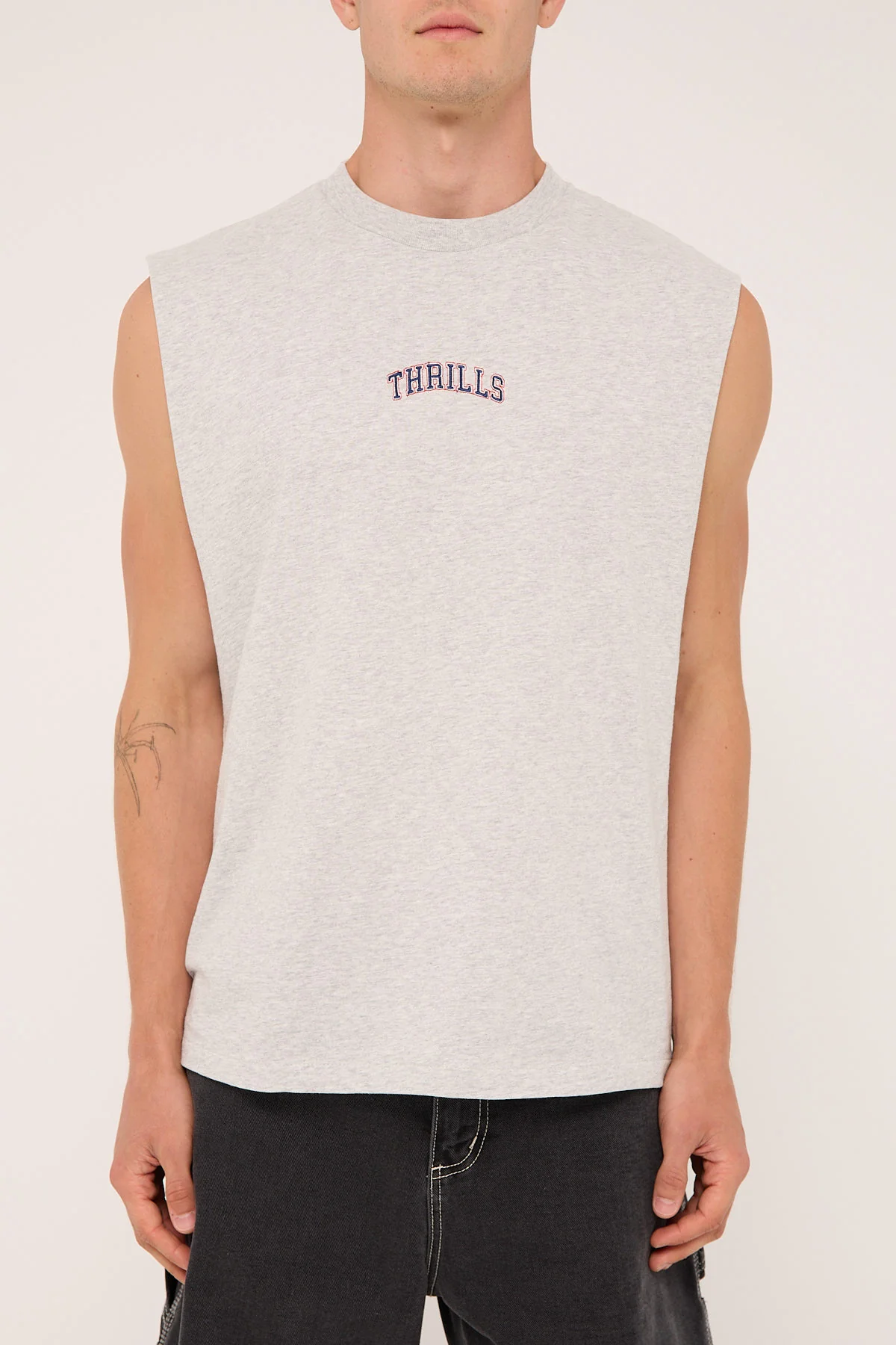 Thrills Roosevelt Merch Fit Muscle Tee Snow Marle - Image 5
