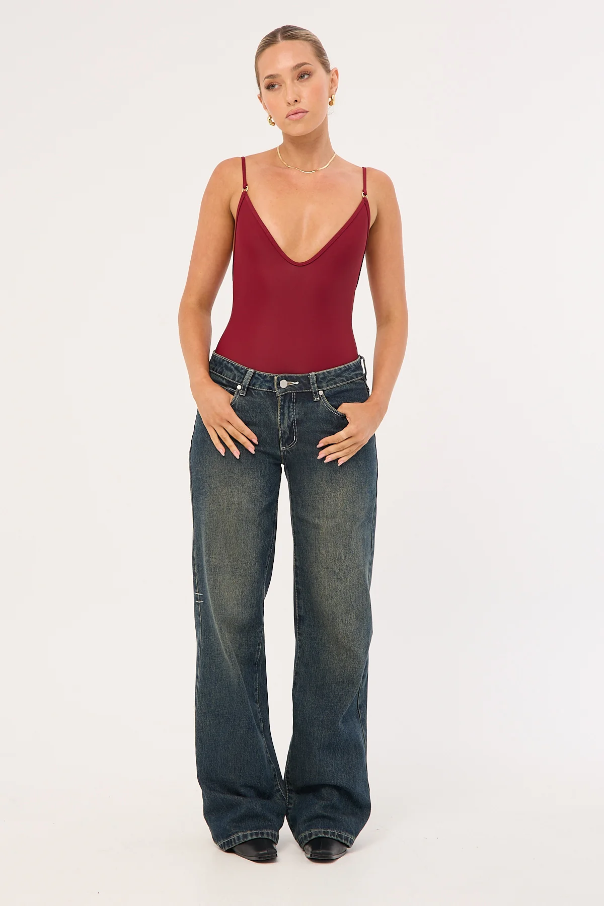 Thrills Rowie Low Rise Wide Jean Dirty Ink Blue - Image 5