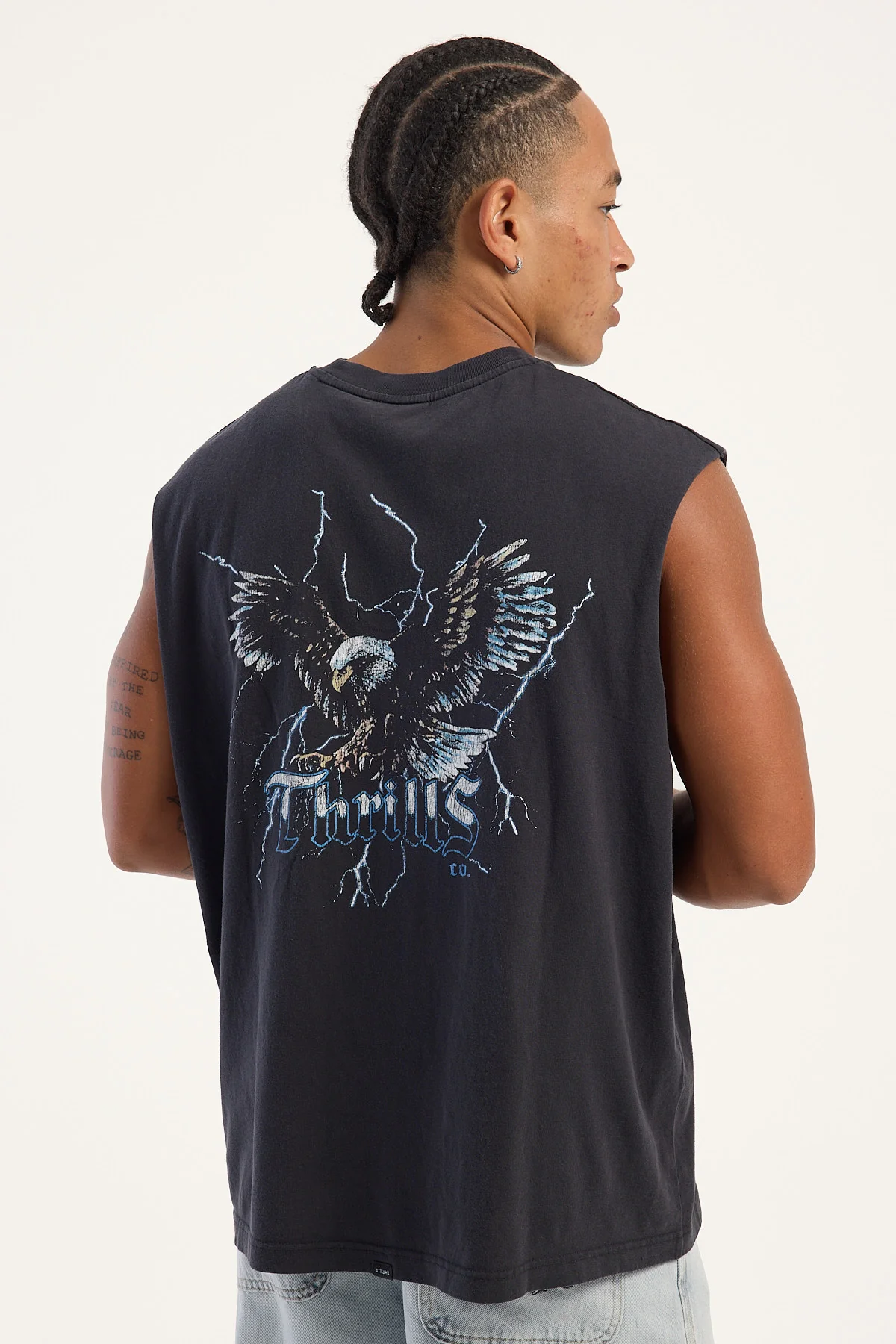 Thrills Run For The Hills Box Fit Oversize Muscle Tee Washed Black - Image 5