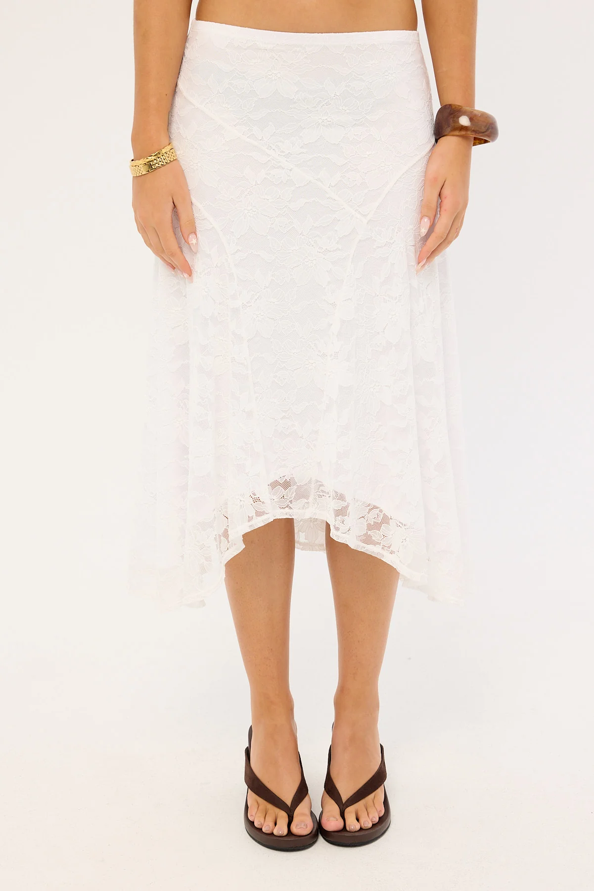 Thrills Sienna Lace Midi Skirt White - Image 6