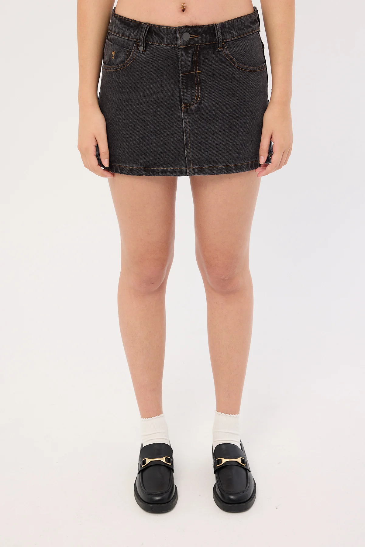 Thrills Sophie Denim Mini Skirt Black Bull - Image 6