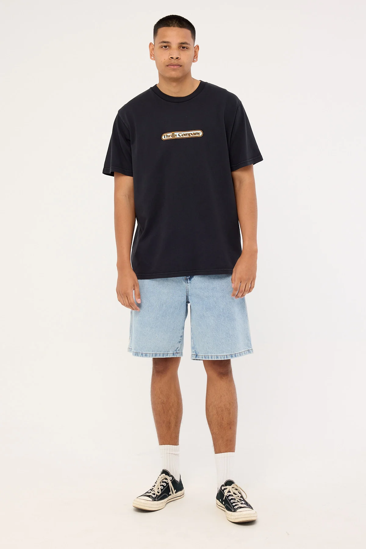 Thrills Thrills Wonder World Embro Merch Fit Tee Twighlight Black - Image 2