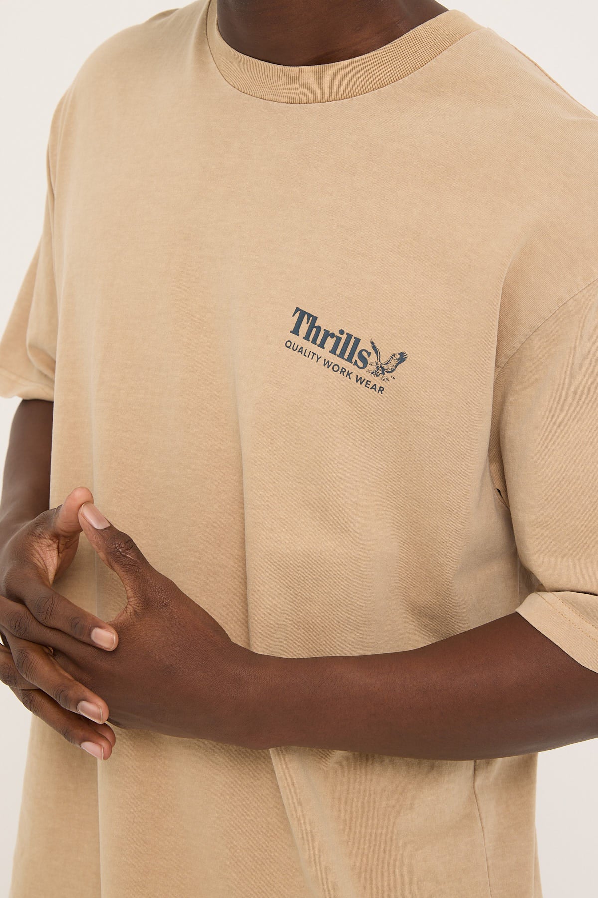 Thrills Thrills Workwear Oversize Fit Tee Sand - Image 4