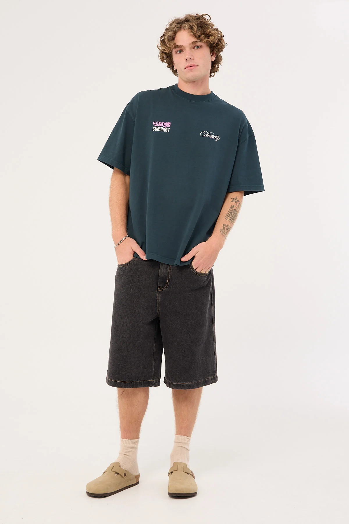 Thrills Total Anarchy Box Fit Oversize Short Tee Deep Teal - Image 3