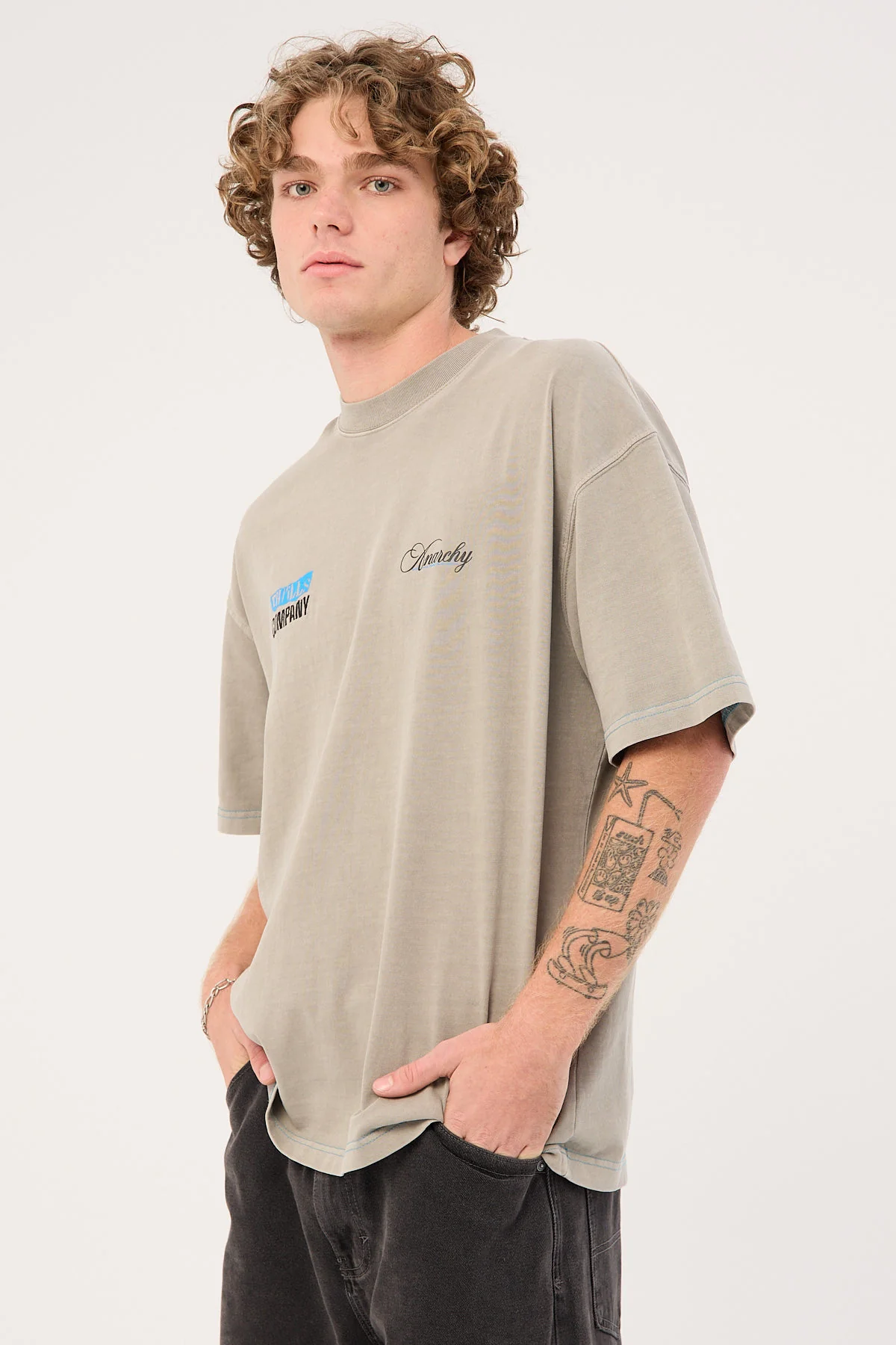 Thrills Total Anarchy Box Fit Oversize Short Tee Fog - Image 5