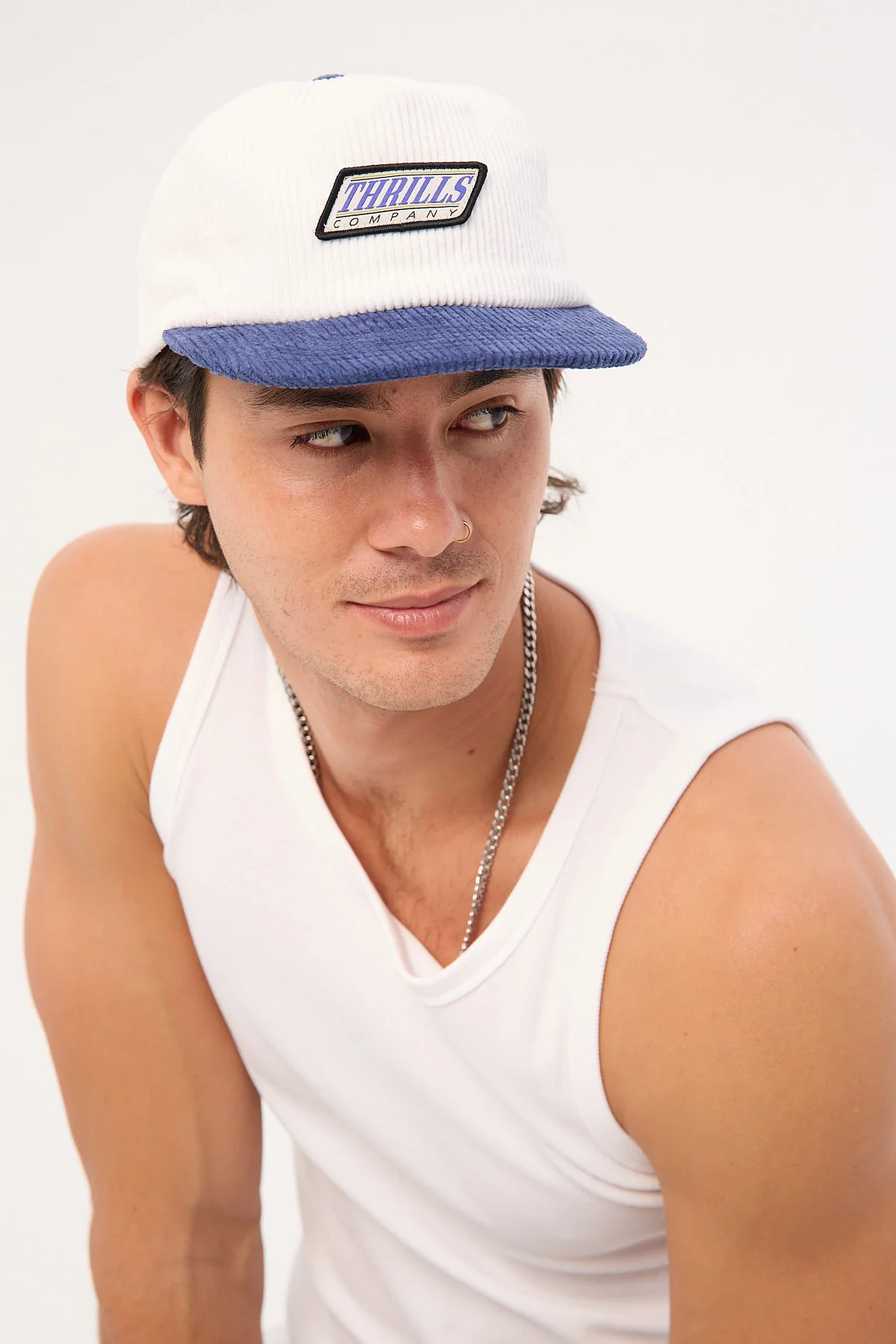 Thrills When it Hits Your Lips 5 Panel Cap White/Blue - Image 2