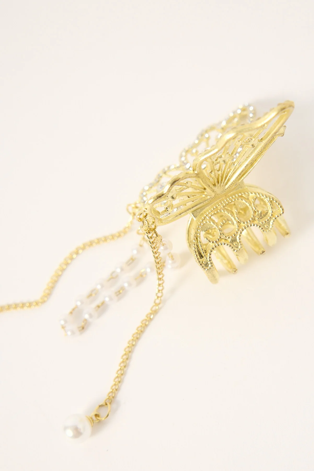 Token Diamante Butterfly Hair Claw Clip Gold - Image 2