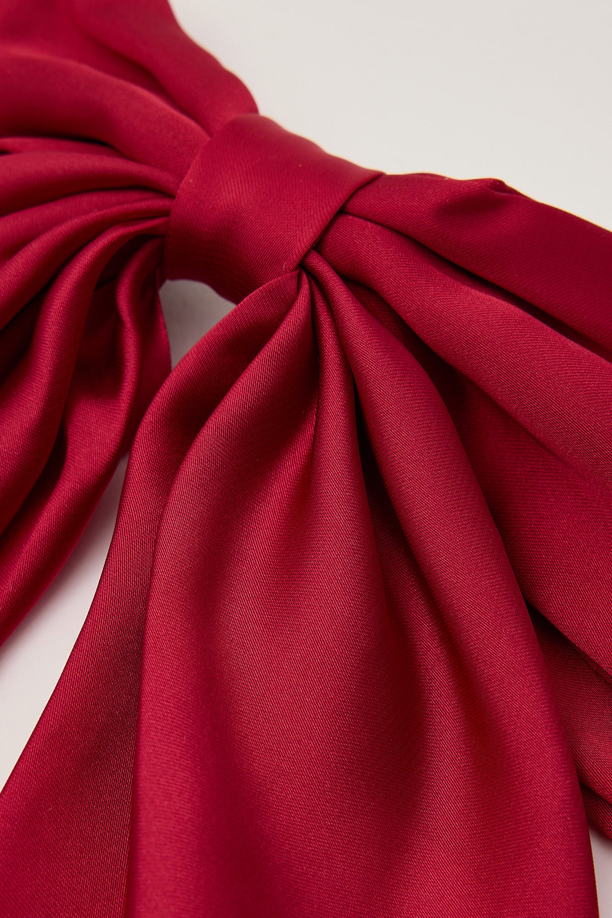 Token Large Draped Satin Bow Hair Clip Red - Image 2