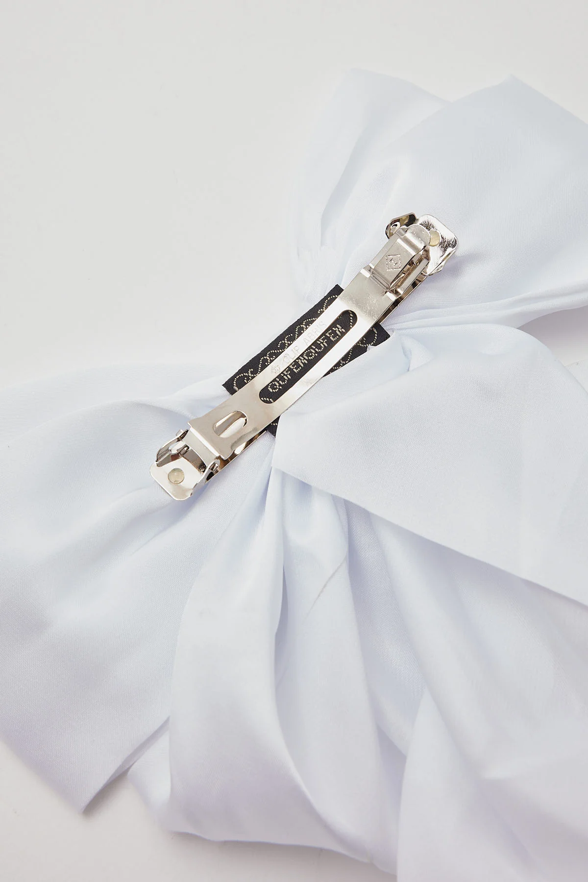 Token Large Draped Satin Bow Hair Clip White - Image 4