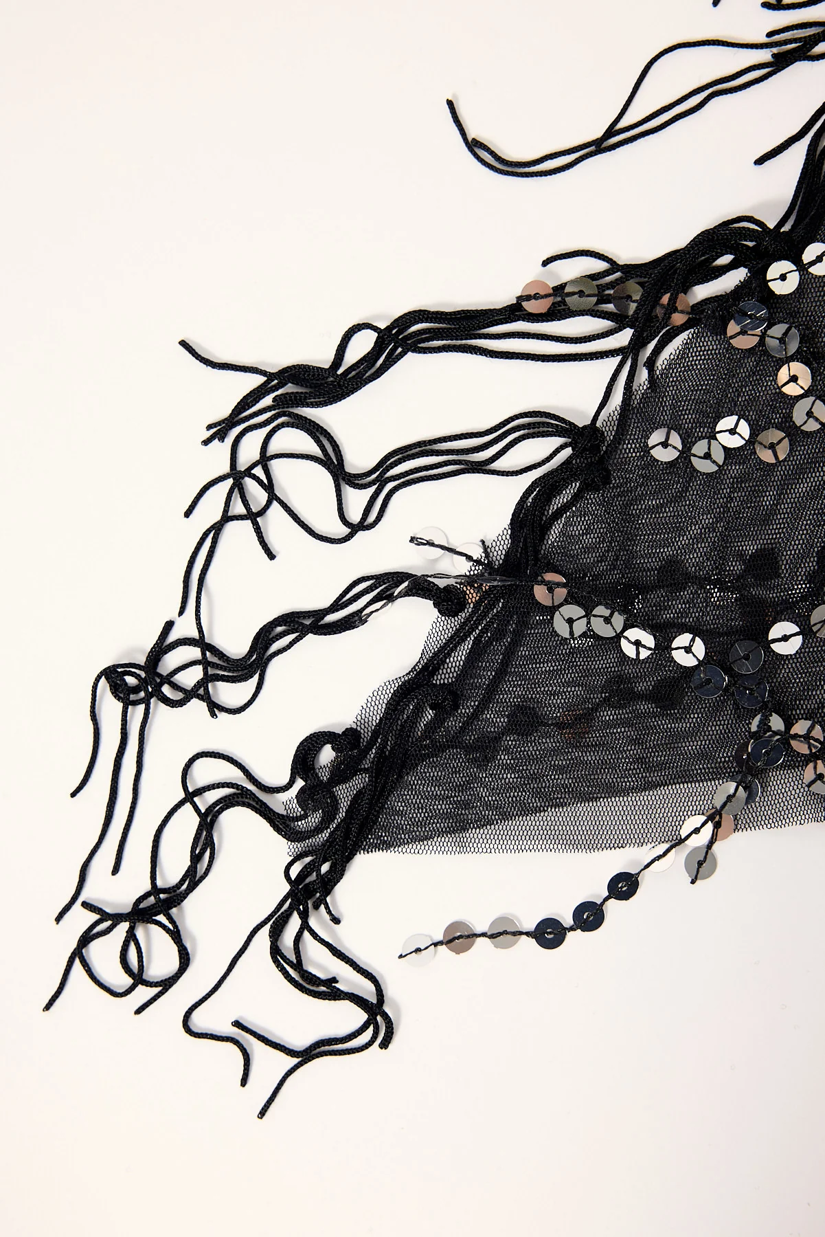 Token Sequin Tassel Scarf Black - Image 2