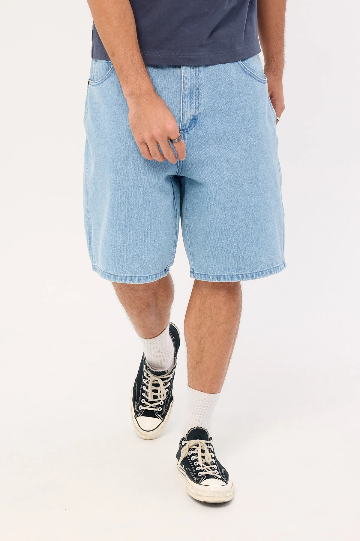 Von Dutch OS Back Denim Shorts Mid Blue Denim - Image 5