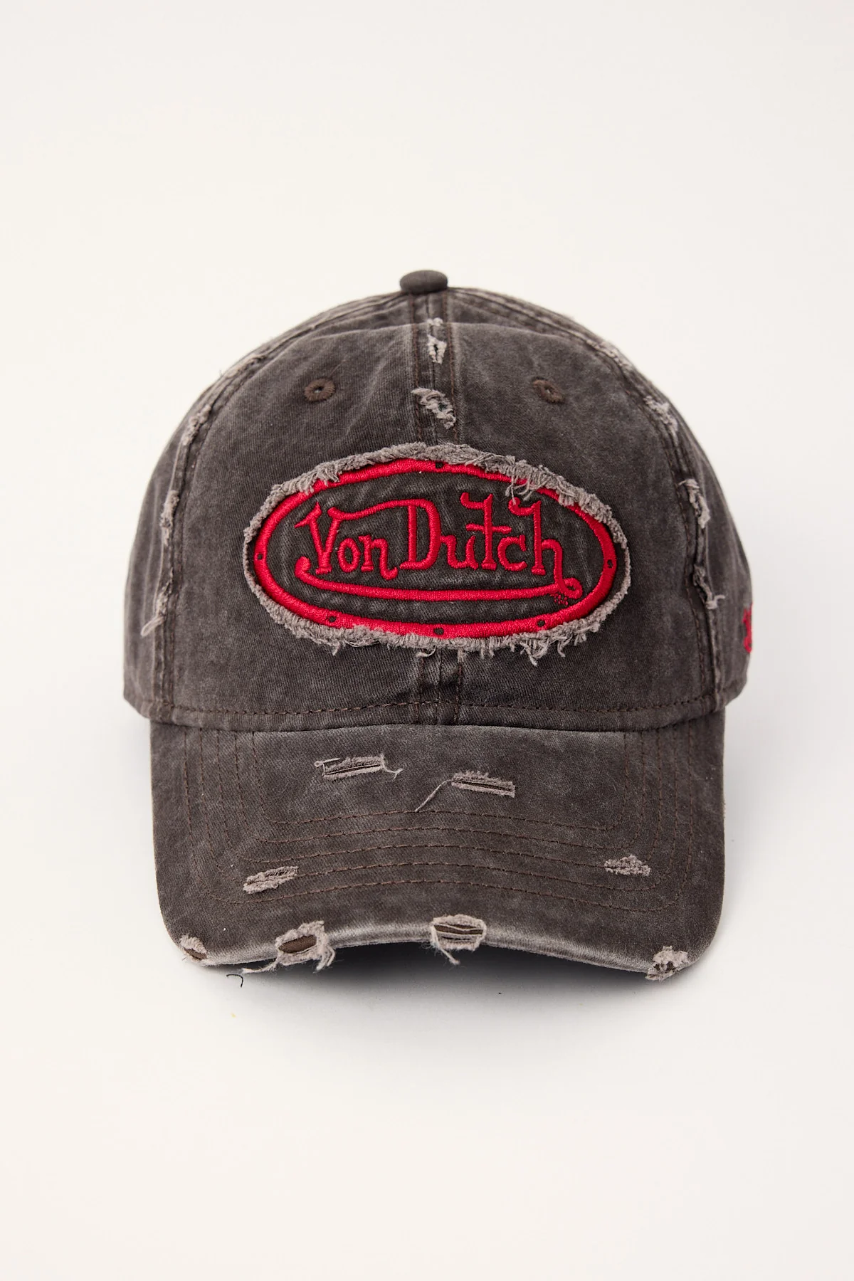 Von Dutch Overdye Wash Dad Cap Chocolate/Red - Image 2