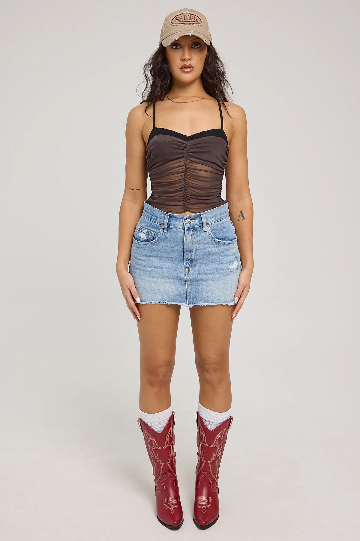 Von Dutch Von Dutch Denim Mini Skirt Light Blue - Image 2