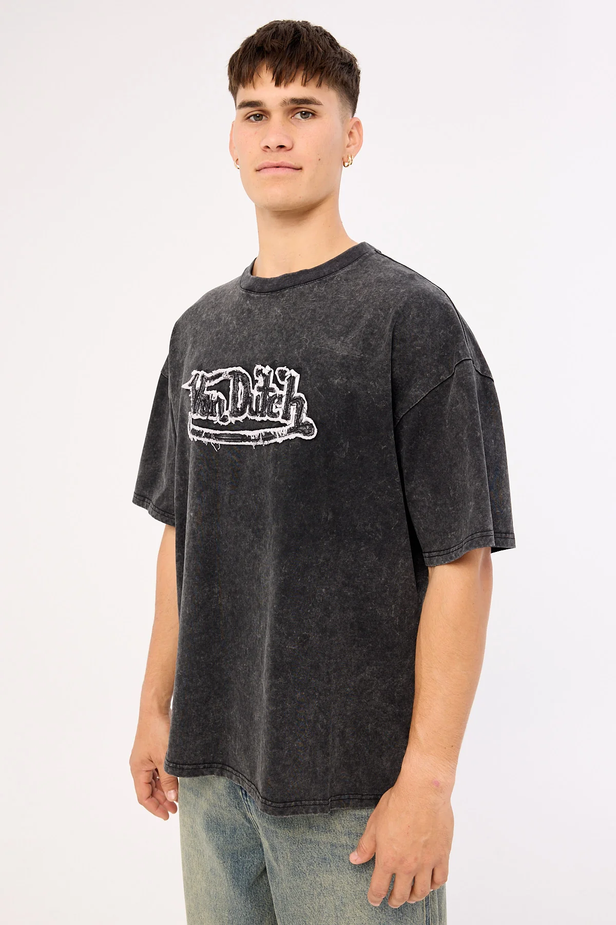 Von Dutch Von Dutch Distressed Men's Tee Washed Black - Image 3
