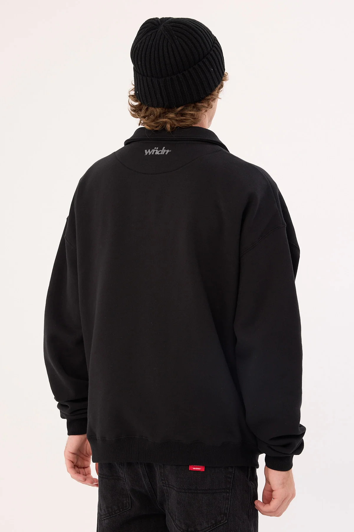 Wndrr Accent Panel 1/4 Zip Sweat Black/Grey - Image 5